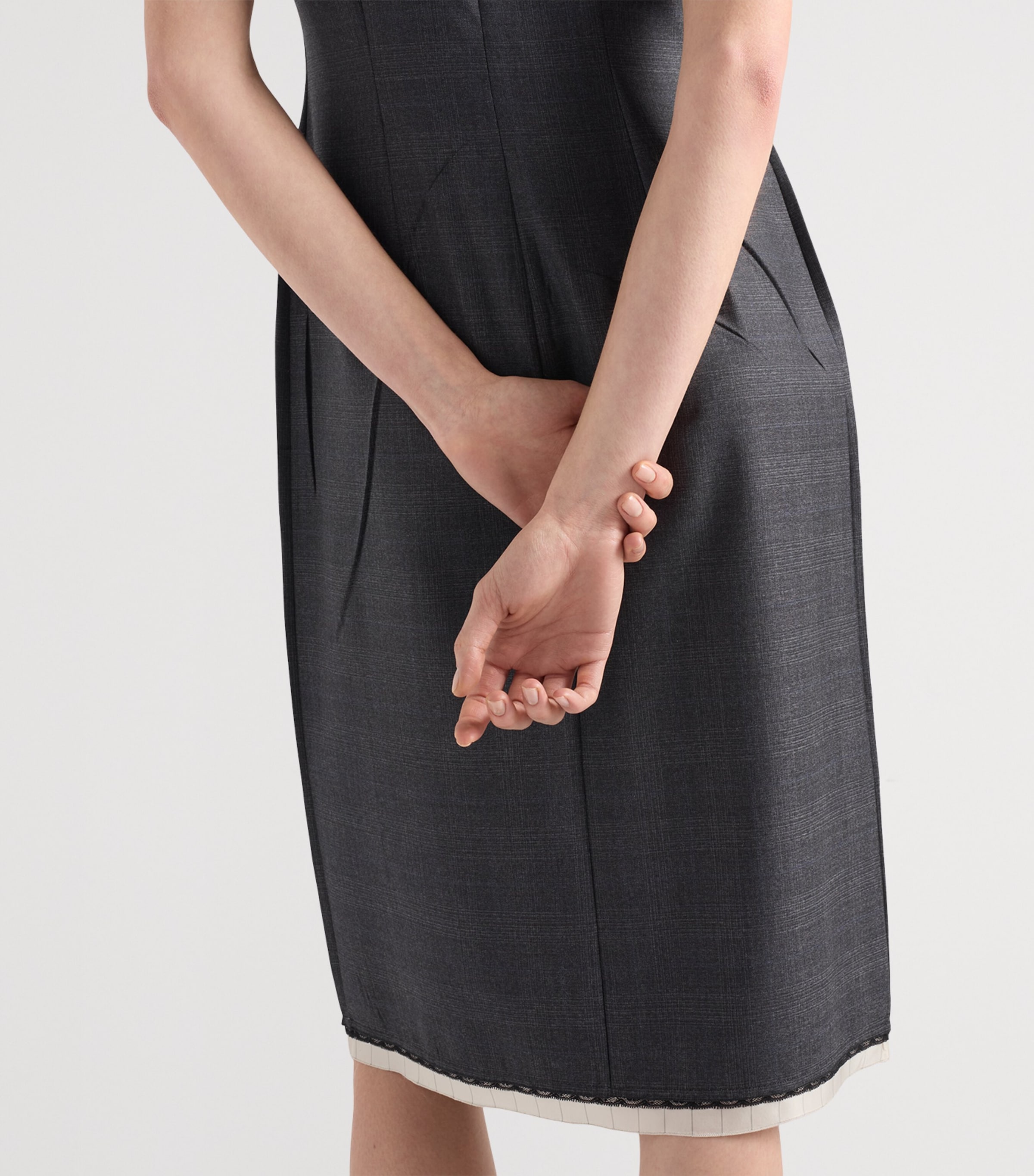 Prada Womens Wool Check Midi Dress Grey Image 6