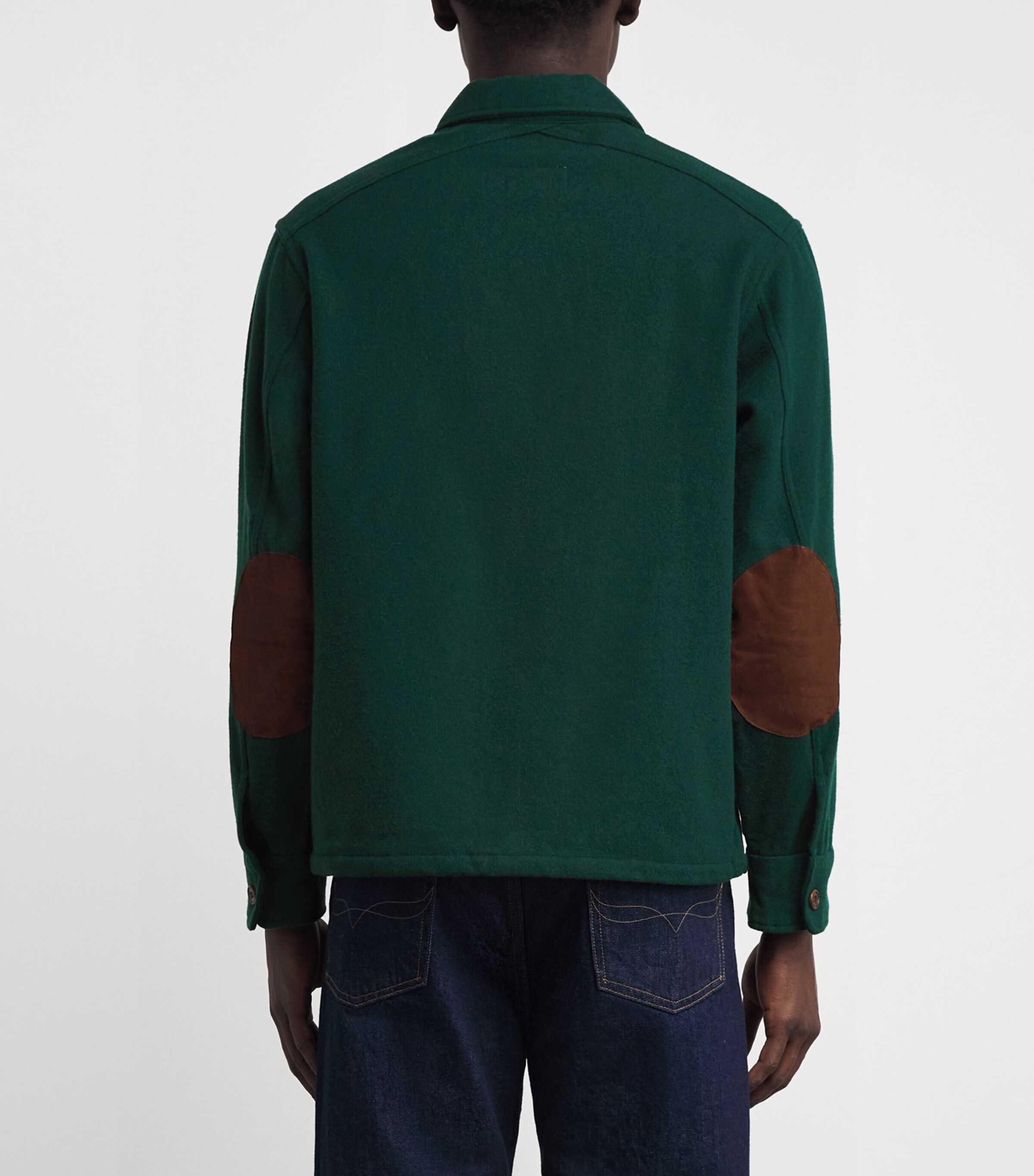 Wool Twill Suede-Patch Overshirt DARK GREEN Image 4
