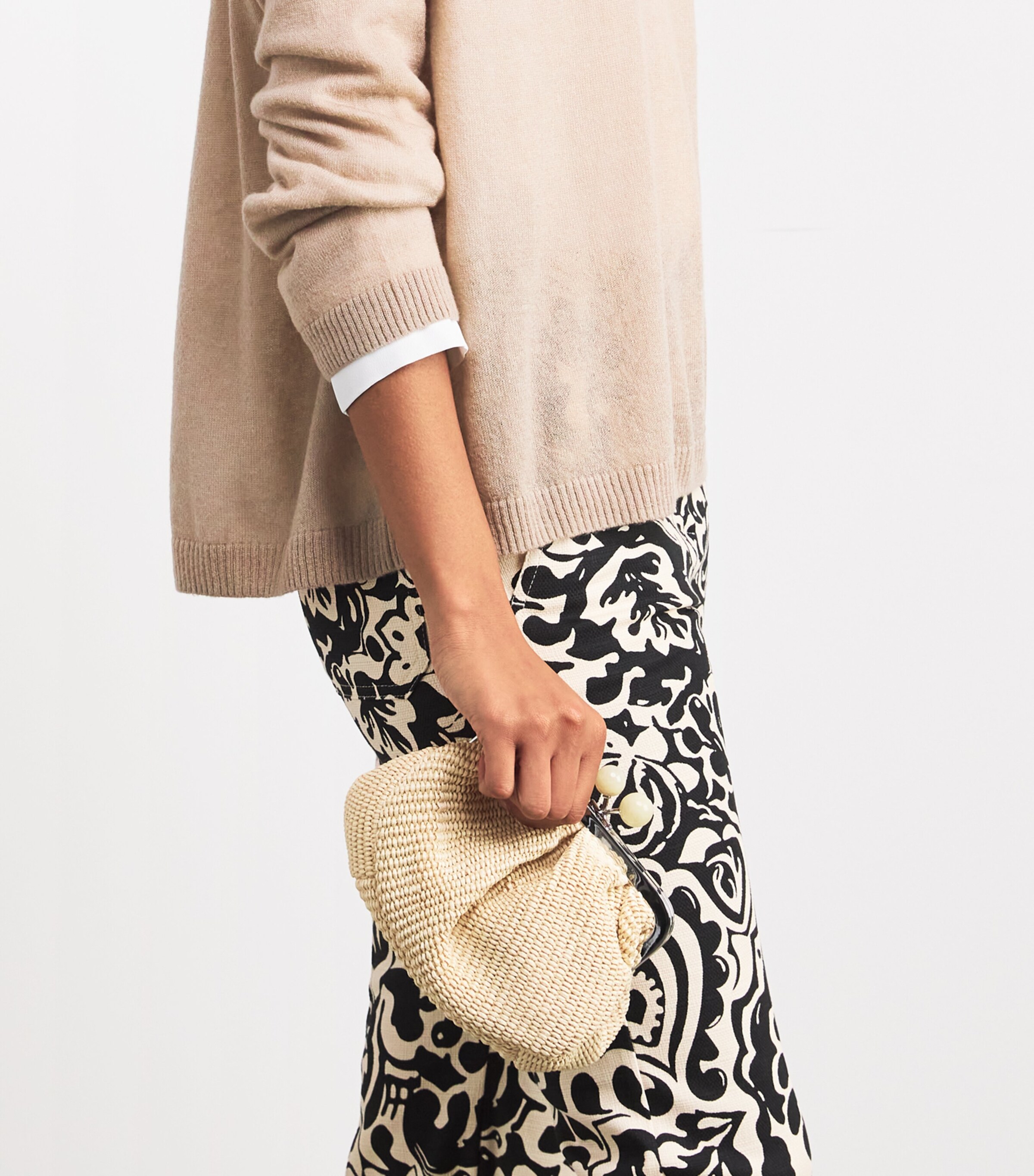 Small Raffia-Effect Pasticcino Bag MILK Image 5