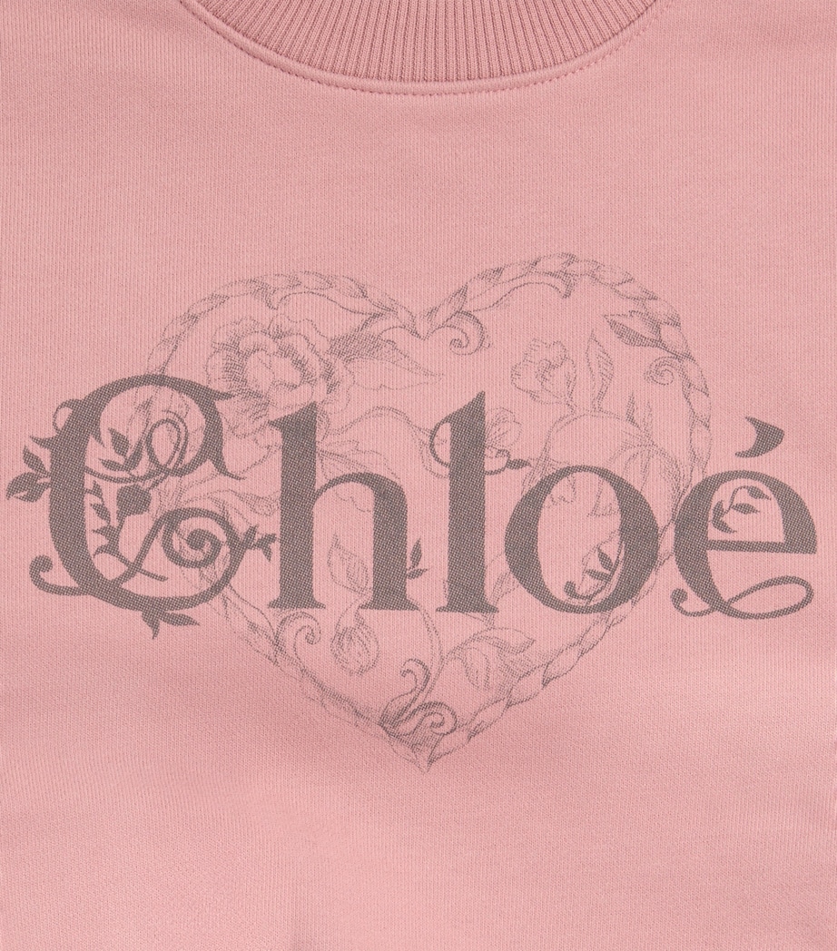 Chloé Kids Cotton Logo Sweatshirt (4-14 Years) Vintage Rose Image 2