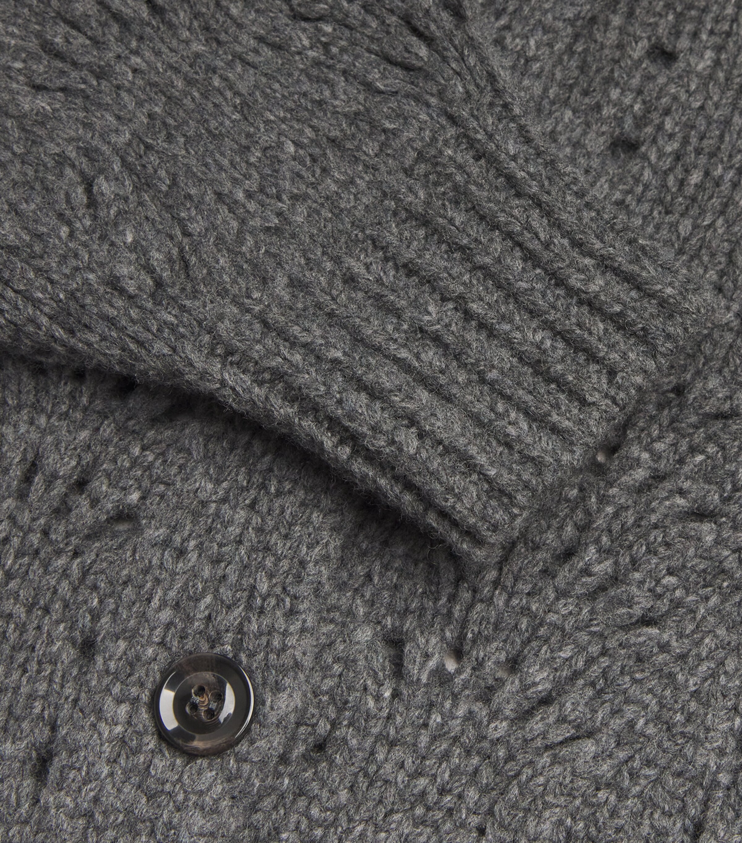 FRAME Womens Wool Textured Stitch Cardigan Dark Gris Heather Image 5