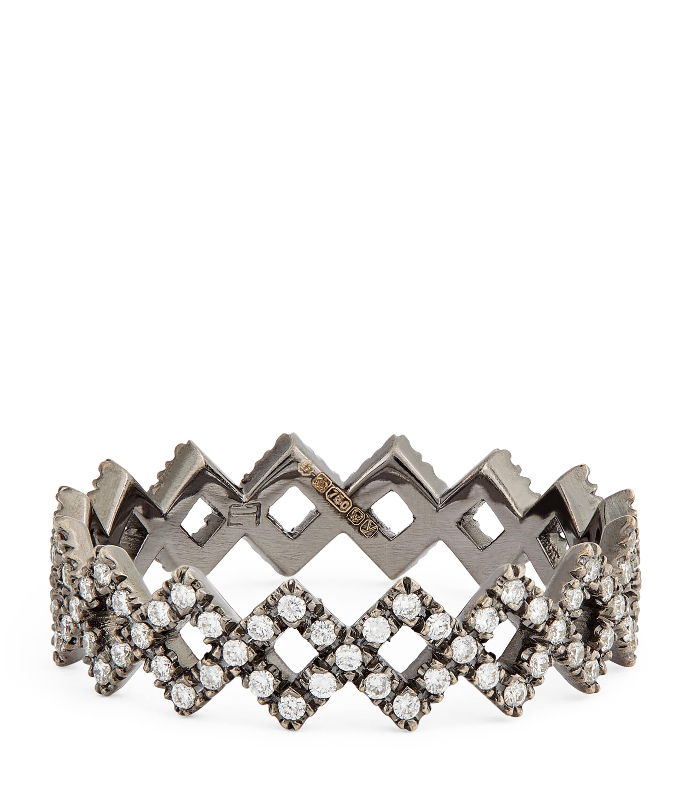 Eva Fehren Blackened White Gold And Diamond Rex Ring In White
