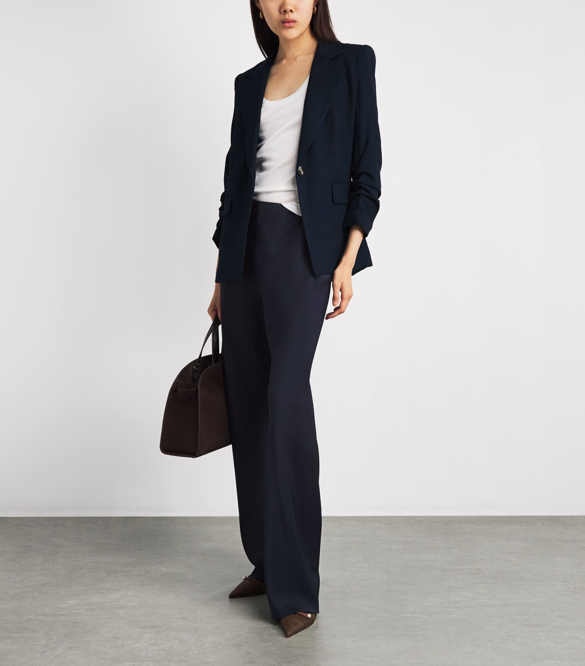 Veronica Beard Womens Braddock Wide-Leg Trousers Navy Image 2