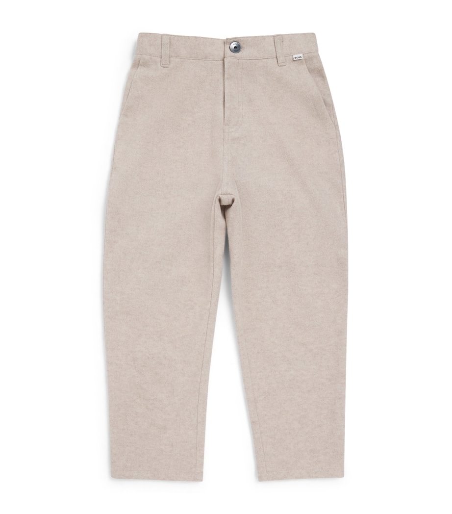 BOSS Kidswear Felt Trousers (4-16 Years) Off White Marl Image 1