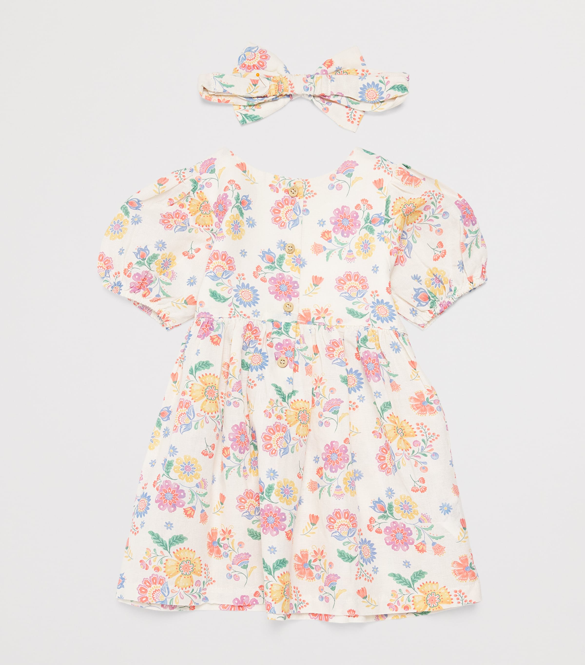 Purebaby Organic Cotton-Linen Dress and Headband Set (12-36 Months) Mexfl Image 2
