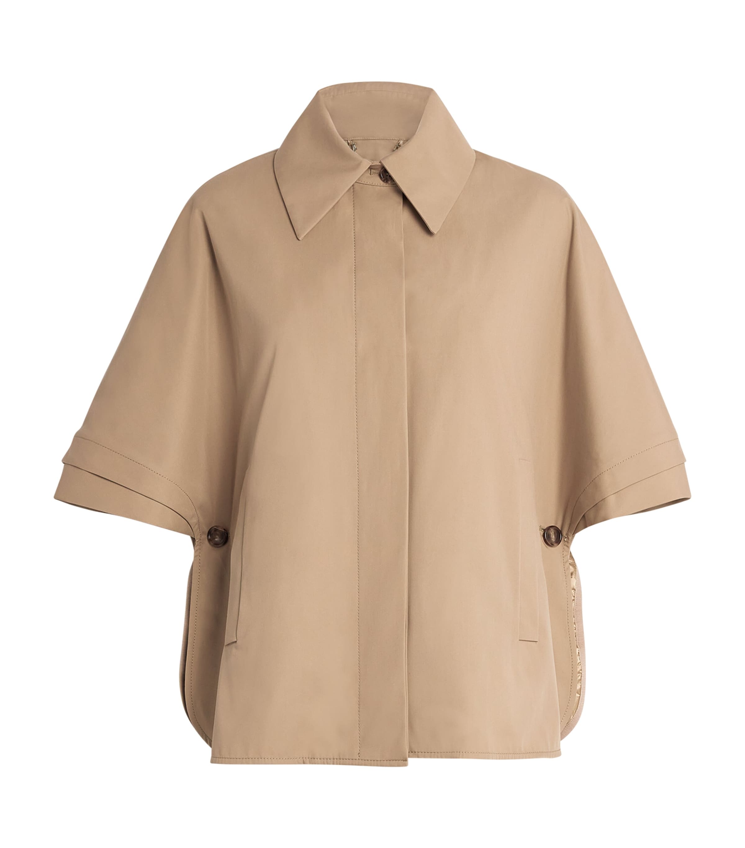 Max Mara Gabardine Cotton Button-front Cape In Green