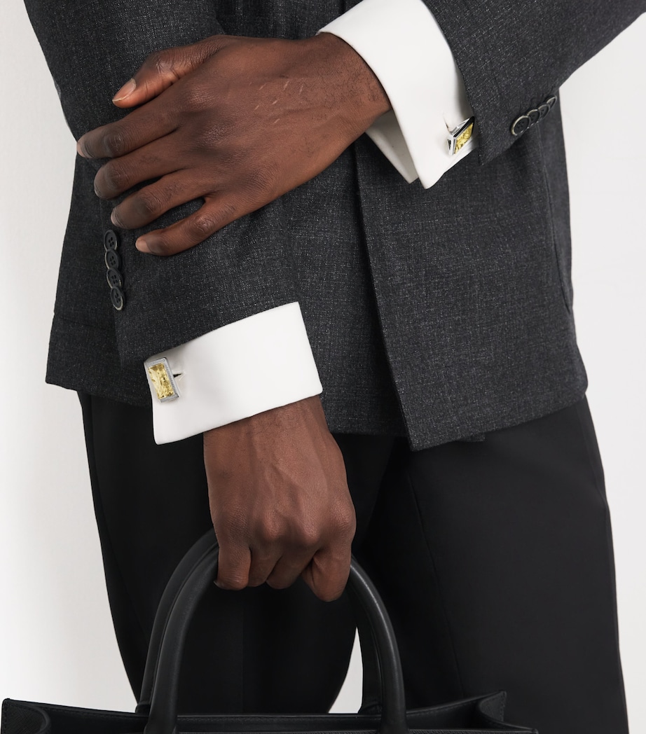 Sterling SIlver Lemon Quartz Cufflinks YELLOW Image 2