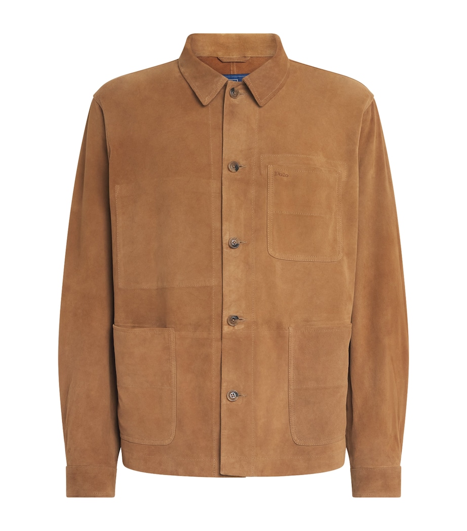 Polo Ralph Lauren Mens Suede Patch-Pocket Overshirt Cafe Brown X Image 1