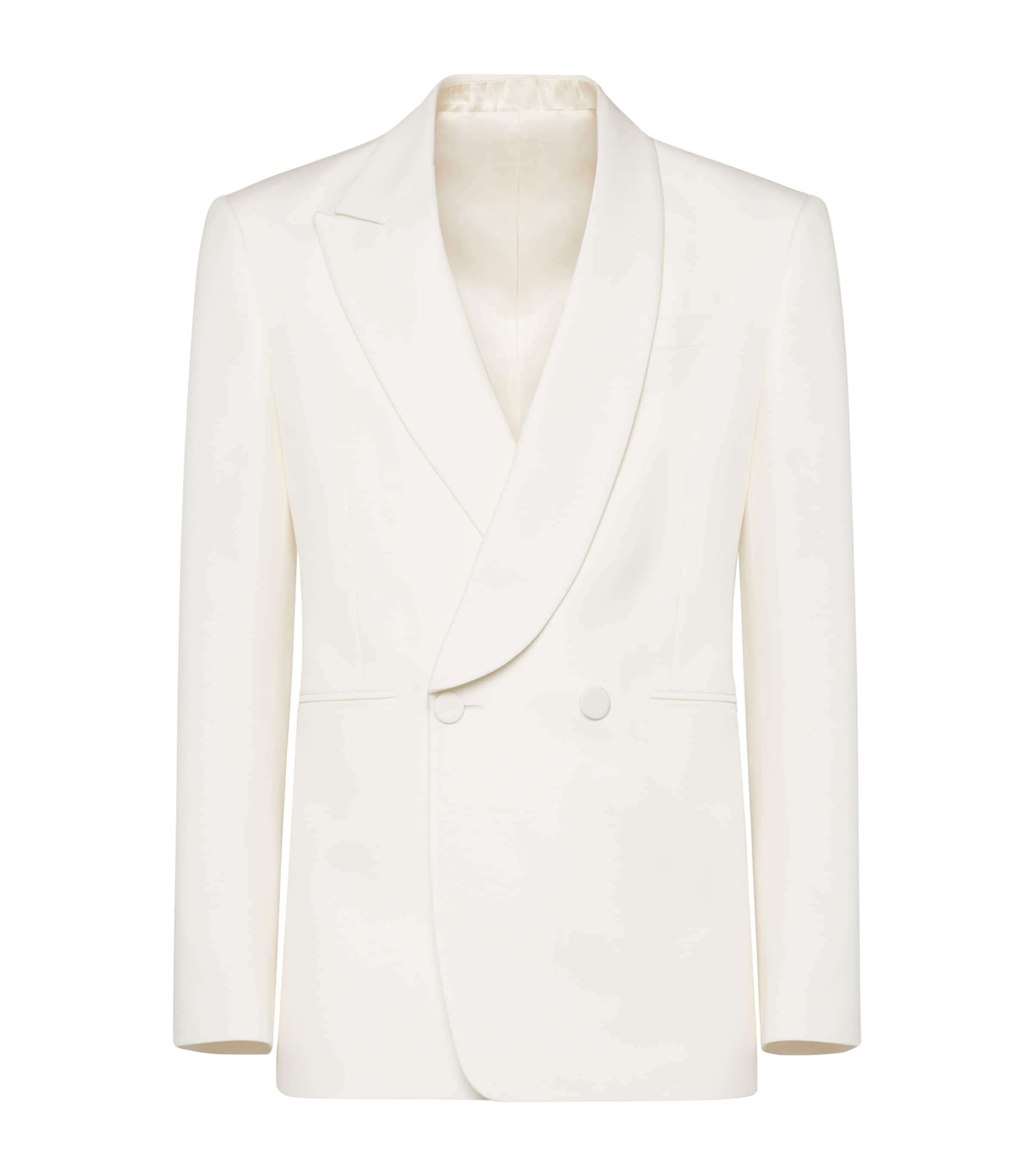 Alexander Mcqueen Wool Asymmetric Lapels Blazer In White