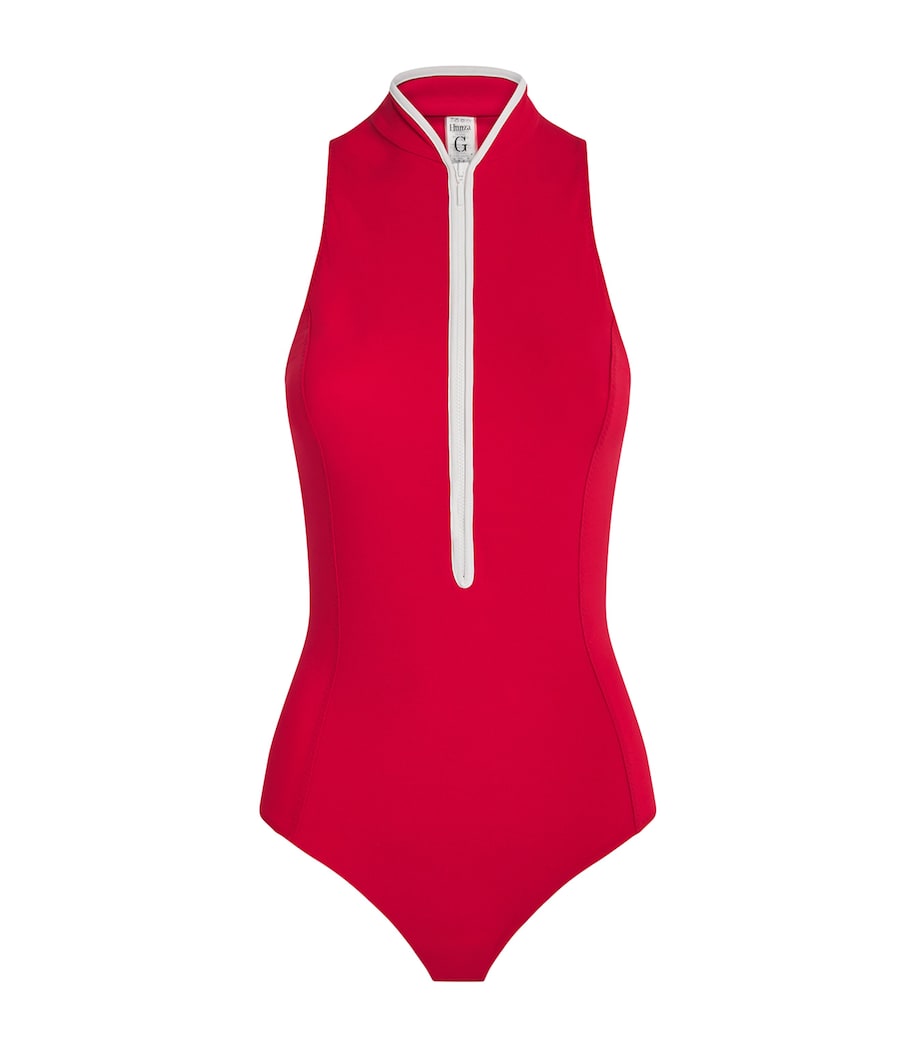 UPF 50+ Half-Zip Katya Swimsuit RED Image 1