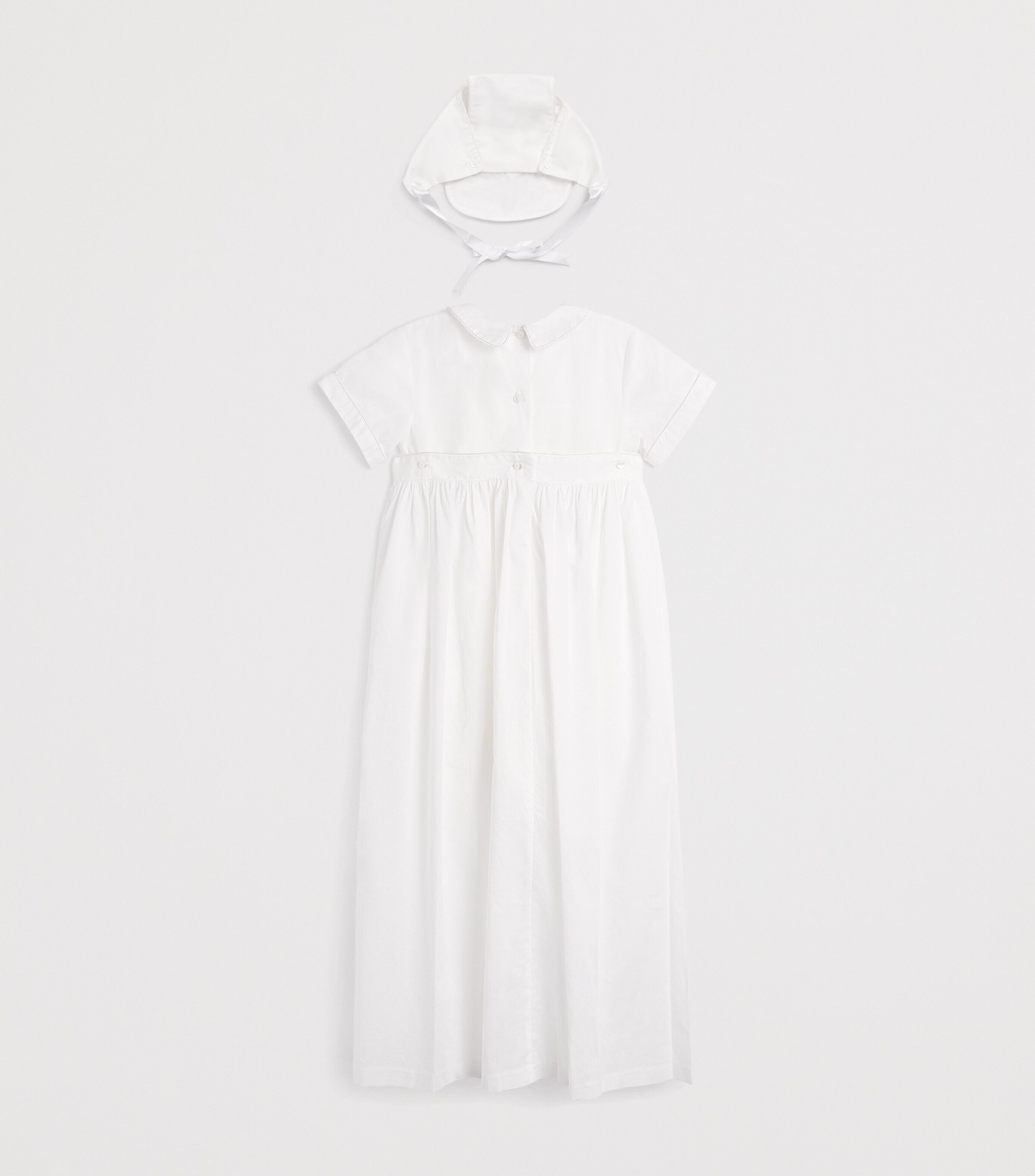 Pima Cotton Ceremonial Gown and Hat Set (0-24 Months) K00 WHITE Image 2