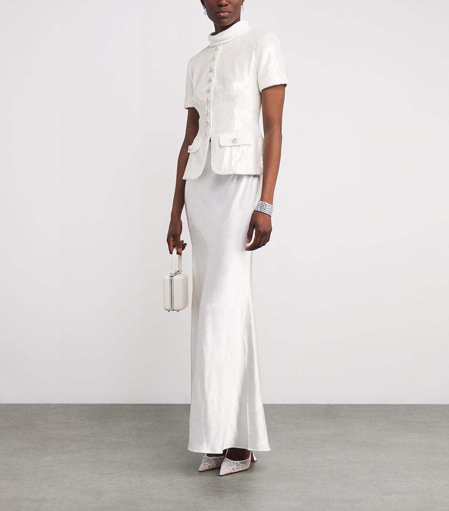 Sequinned Tailored Maxi Dress WHITE Image 2