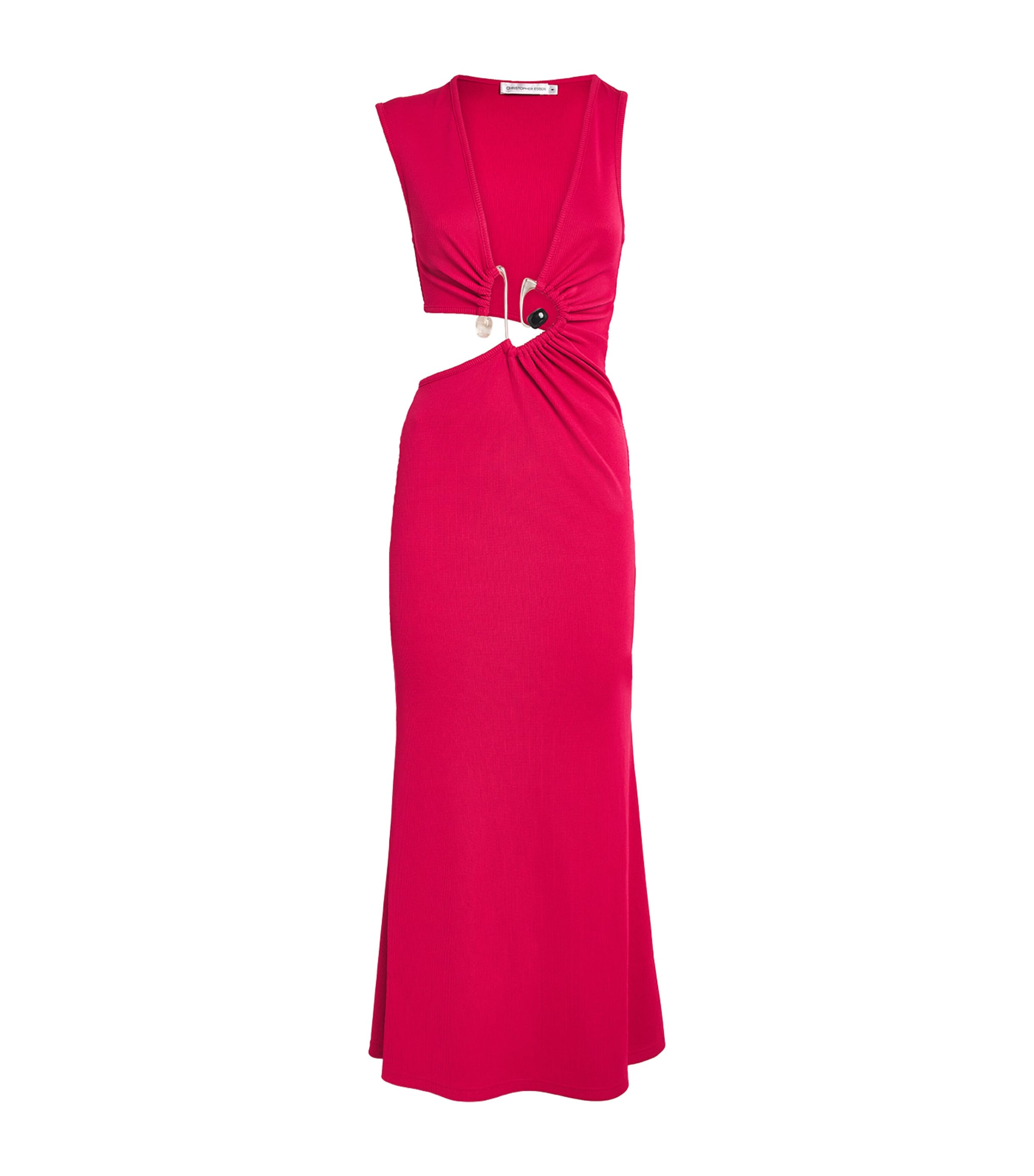 Christopher Esber Spiral Crystal Cut-out Maxi Dress In Red