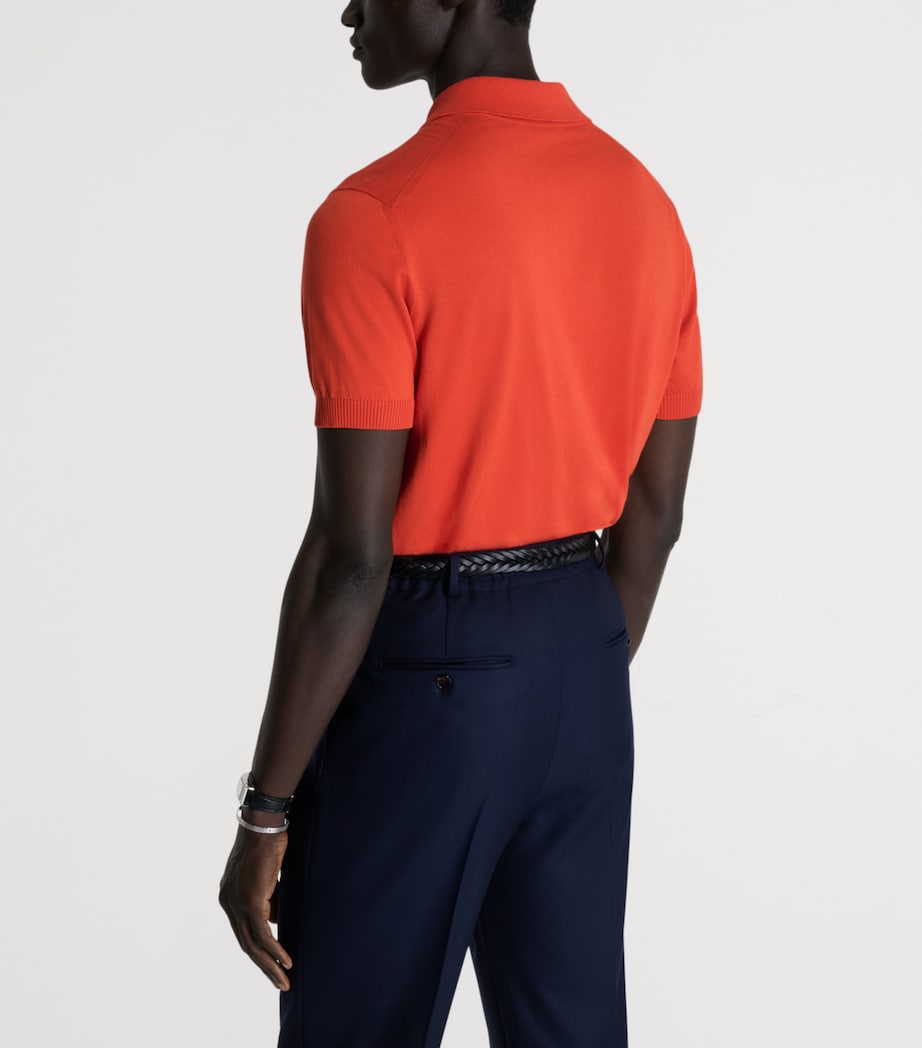 Dunhill Mens Cotton-Mulberry Silk Polo Shirt Image 3