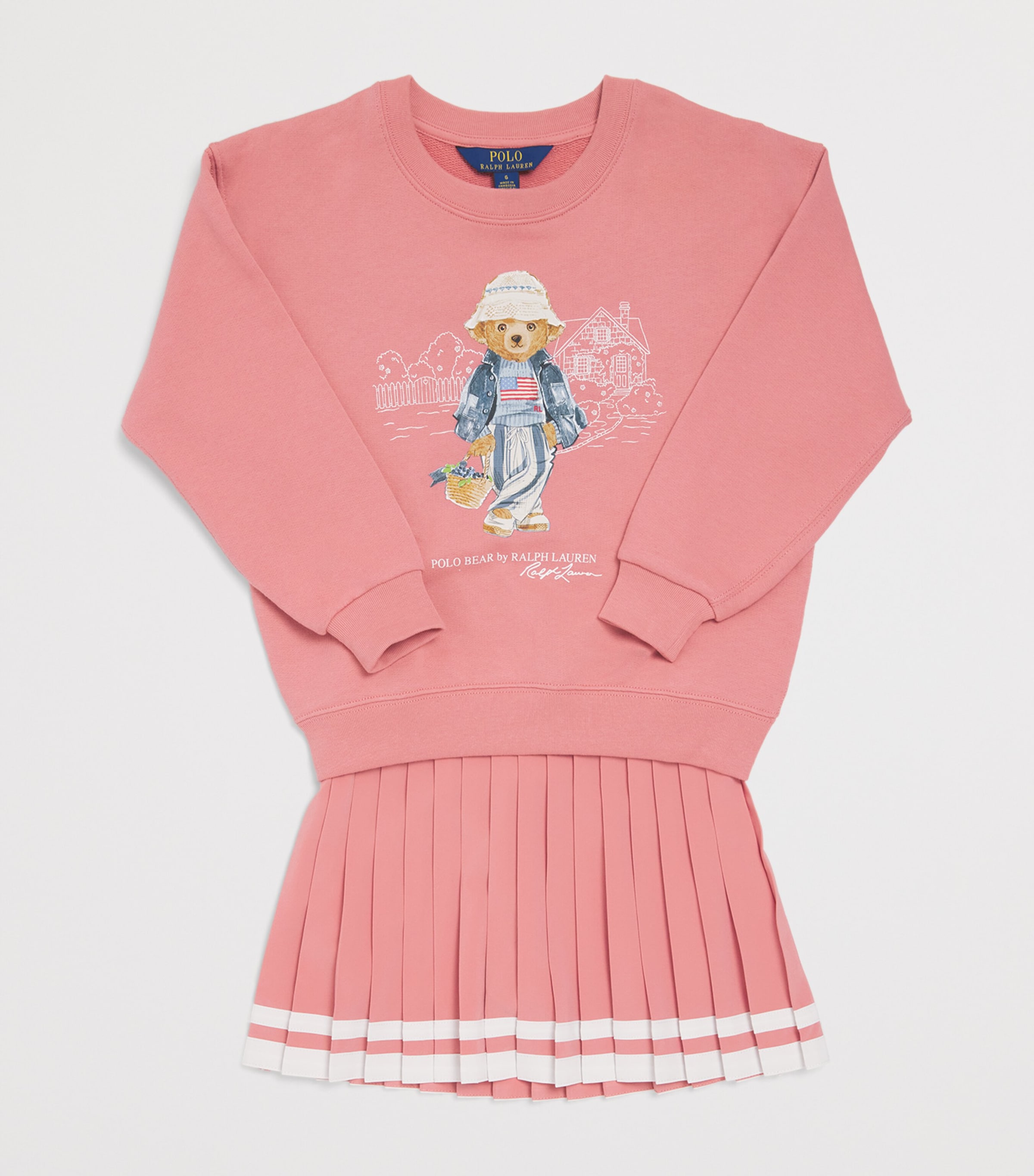 Ralph Lauren Kids Terry Polo Bear Sweatshirt (7-14 Years) Pink Image 3