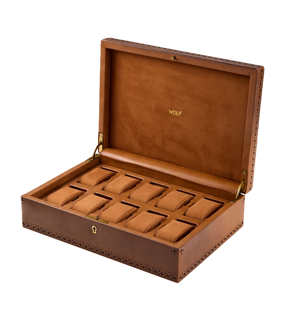 WOLF Brogue 10-Piece Watch Box Burnished Brown Image 2