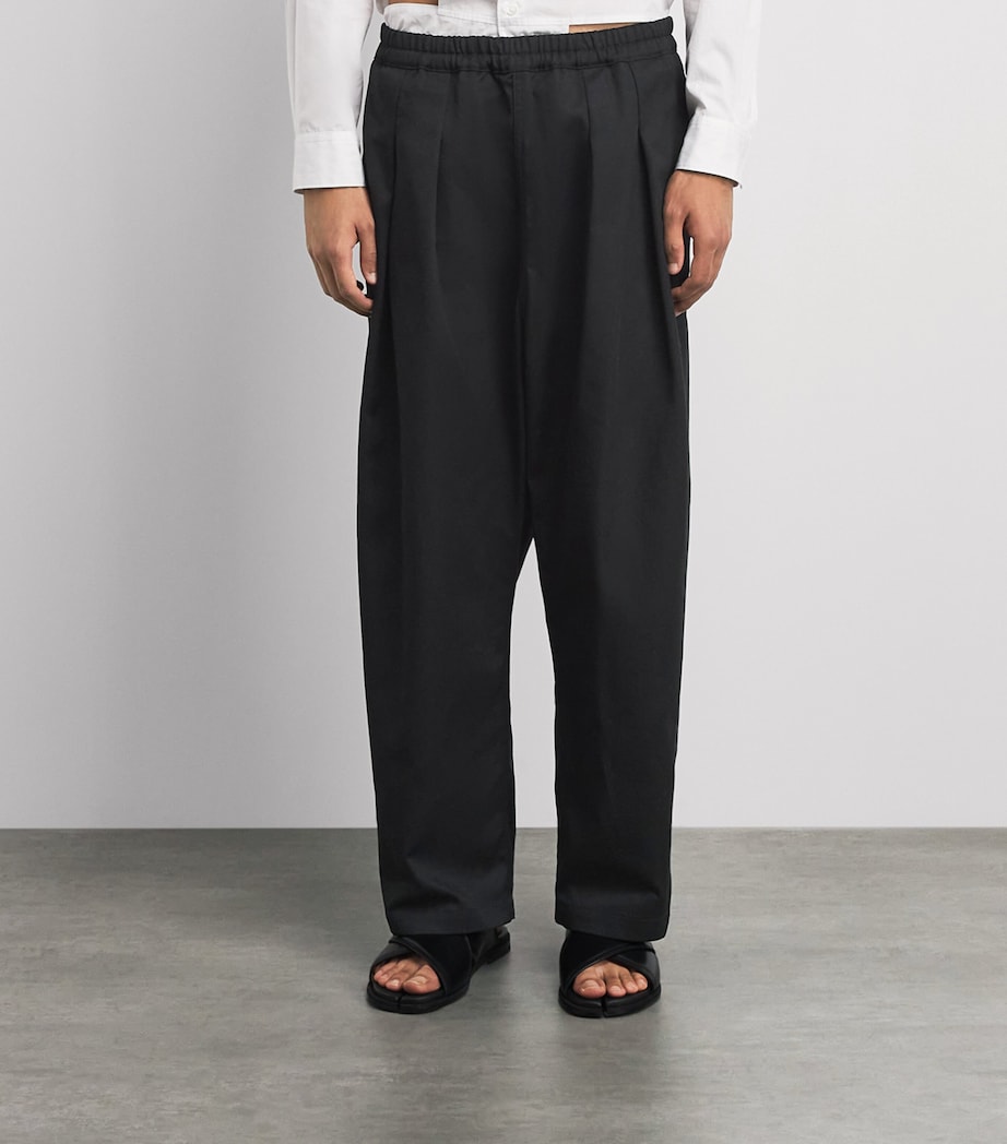 Maison Margiela Mens Drop-Rise Wide-Leg Trousers Black Image 4