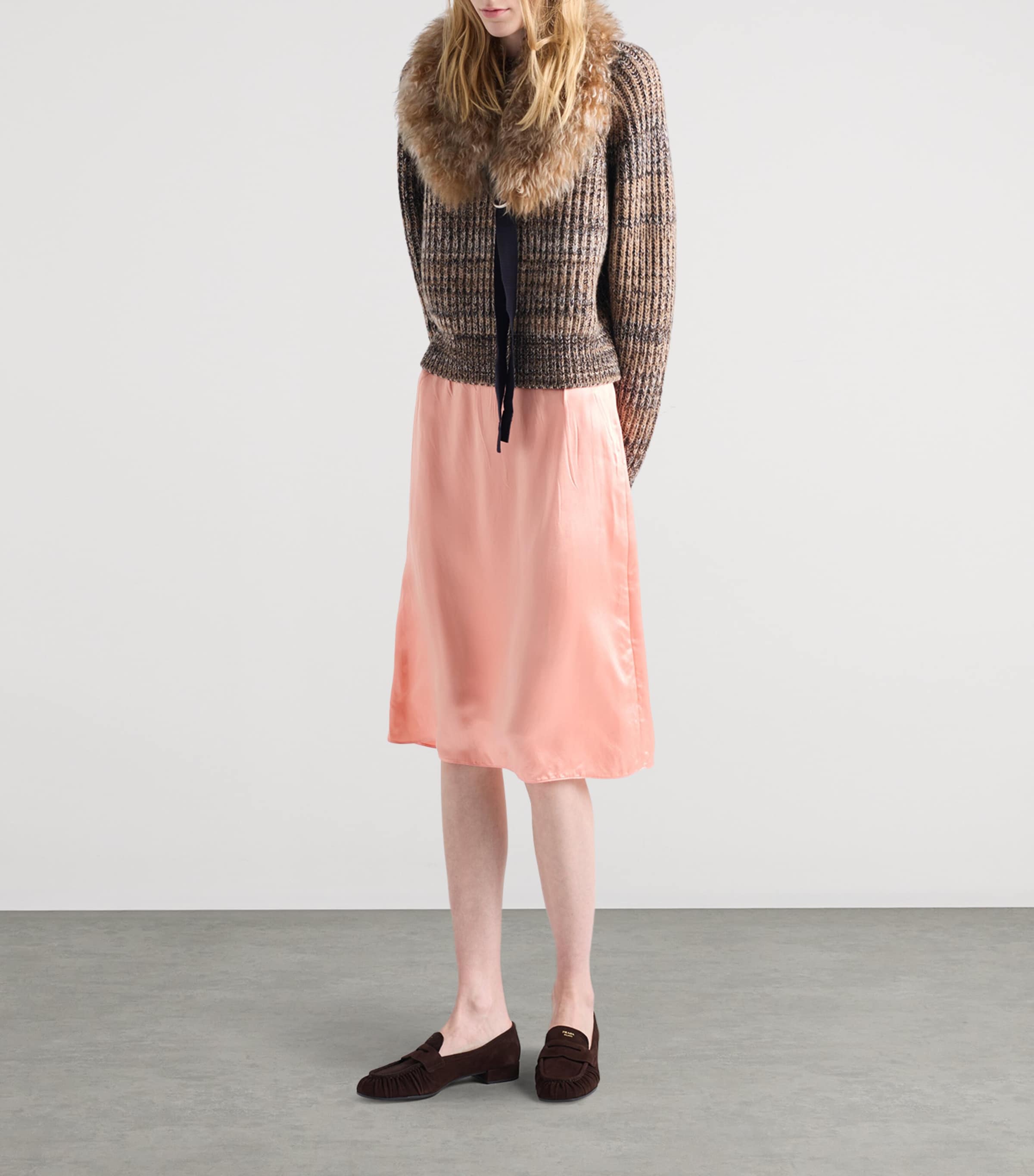 Satin-Blend Pencil Skirt F0311 Image 3