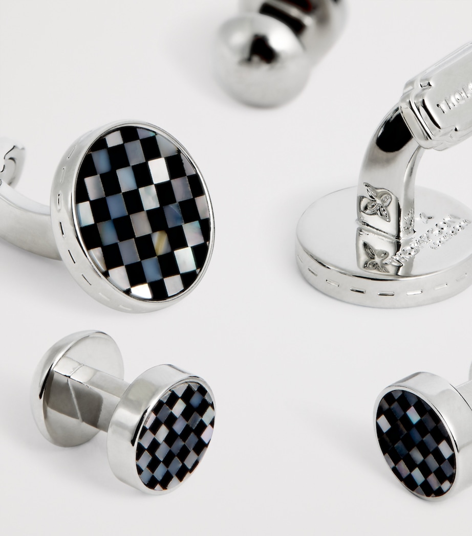 Thompson Onyx Checkerboard Cufflinks and Studs Set BLUE Image 5