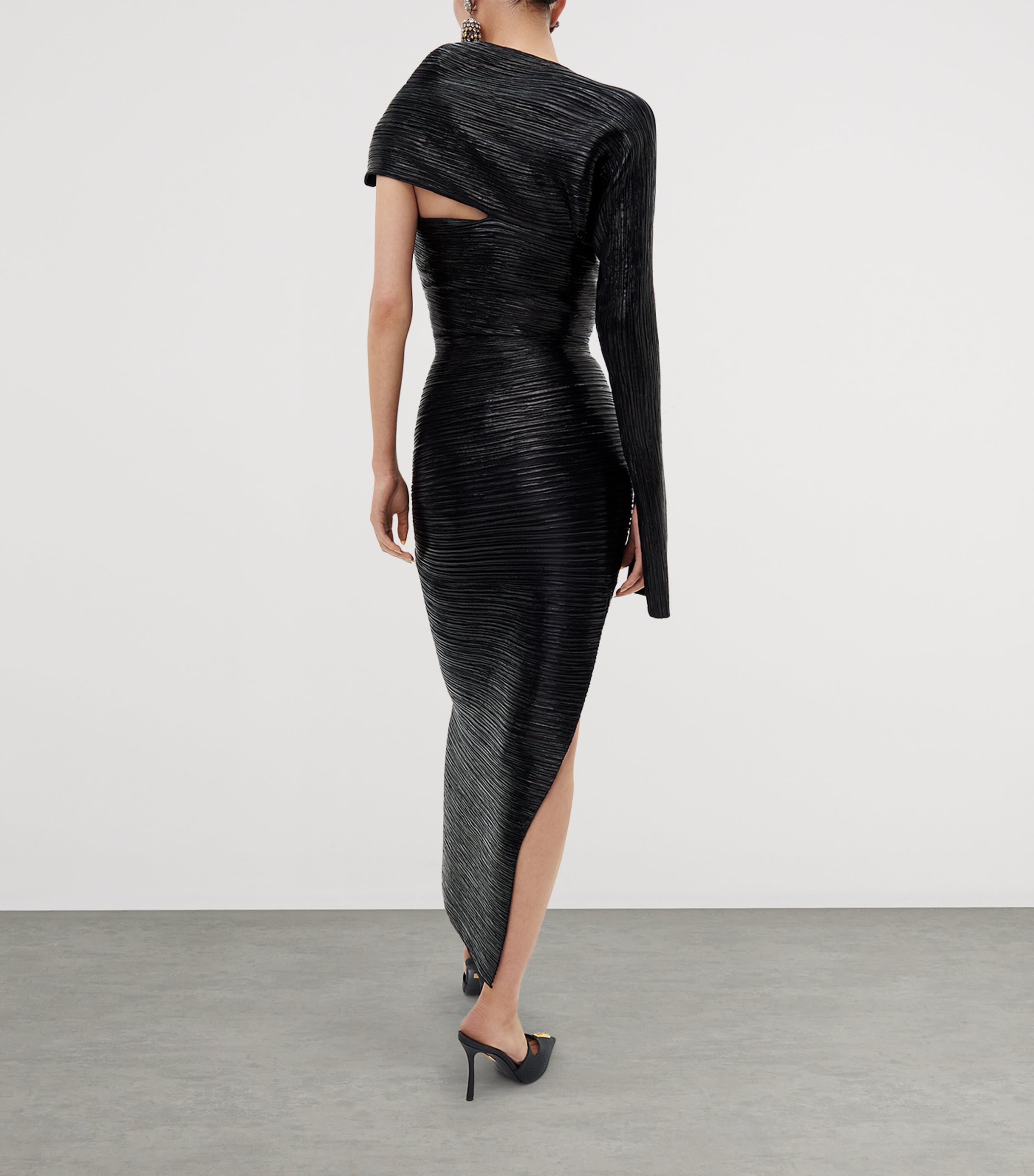 Schiaparelli Womens Pleated Midi Dress Black Image 3