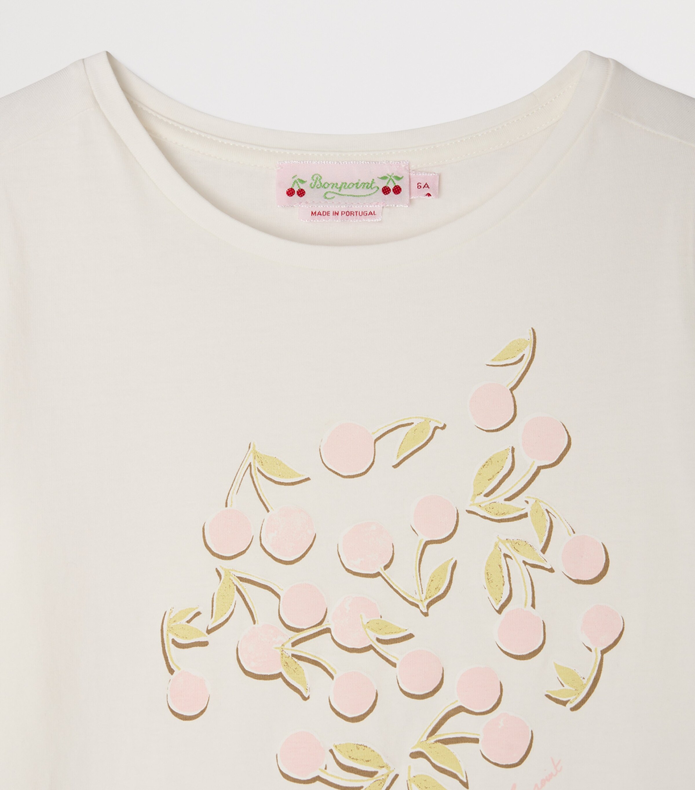 Bonpoint Cotton Cherry Print T-Shirt (4-8 Years) Upb Blanc Lait Image 3