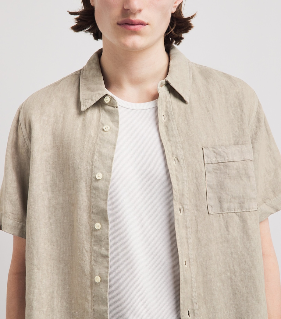 Citizens of Humanity Mens Linen Short-Sleeve Cairo Shirt Wheat Image 3