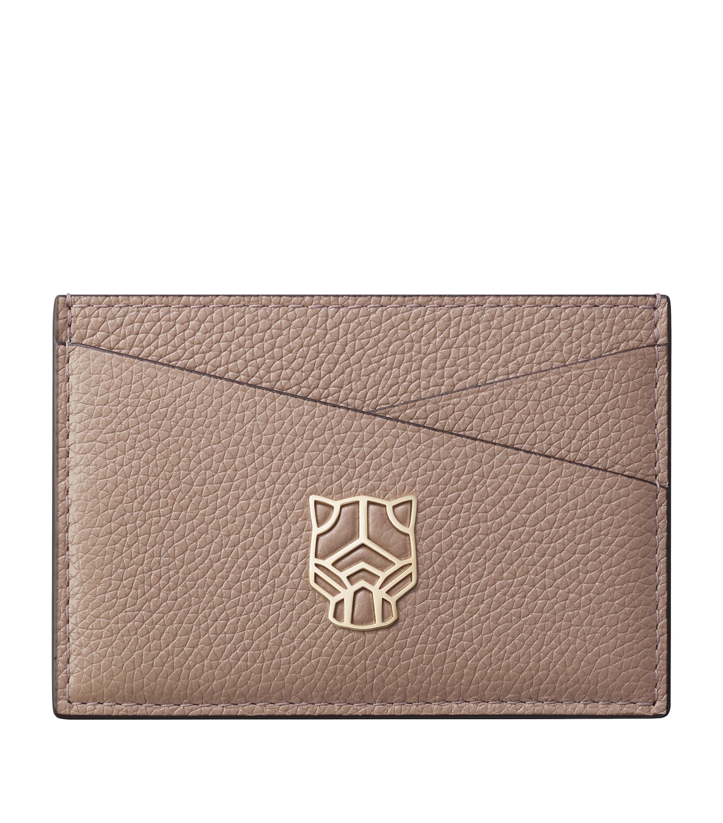Cartier Womens Beige Panthère Graphique De  Leather Card Holder