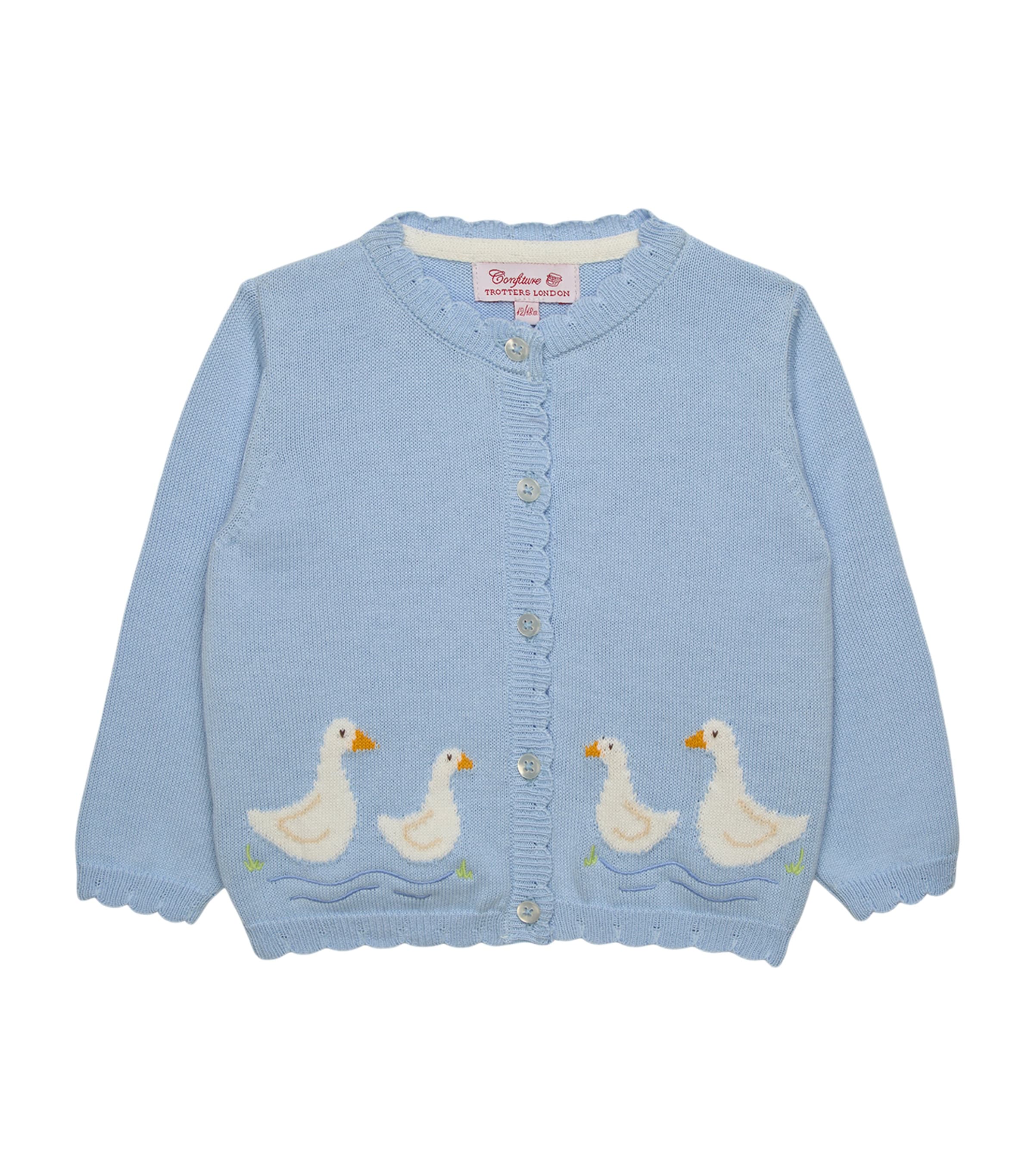 Trotters Cotton Duck Cardigan (3-24 Months) Cornflower Blue Image 1