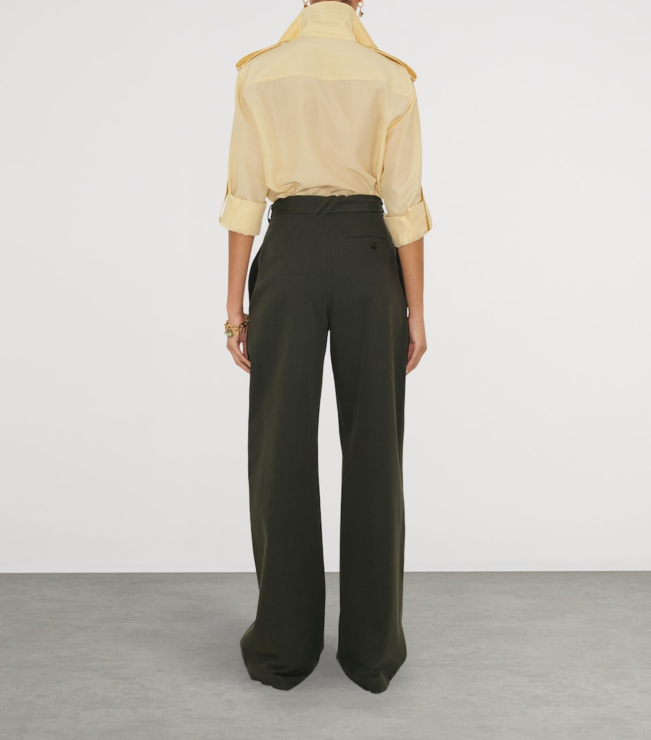 Gabardine Belted Trousers SHALE Image 3
