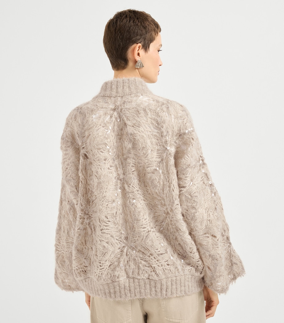 Mohair-Wool-Blend Embroidered Frosty Cardigan CZD64 Image 3