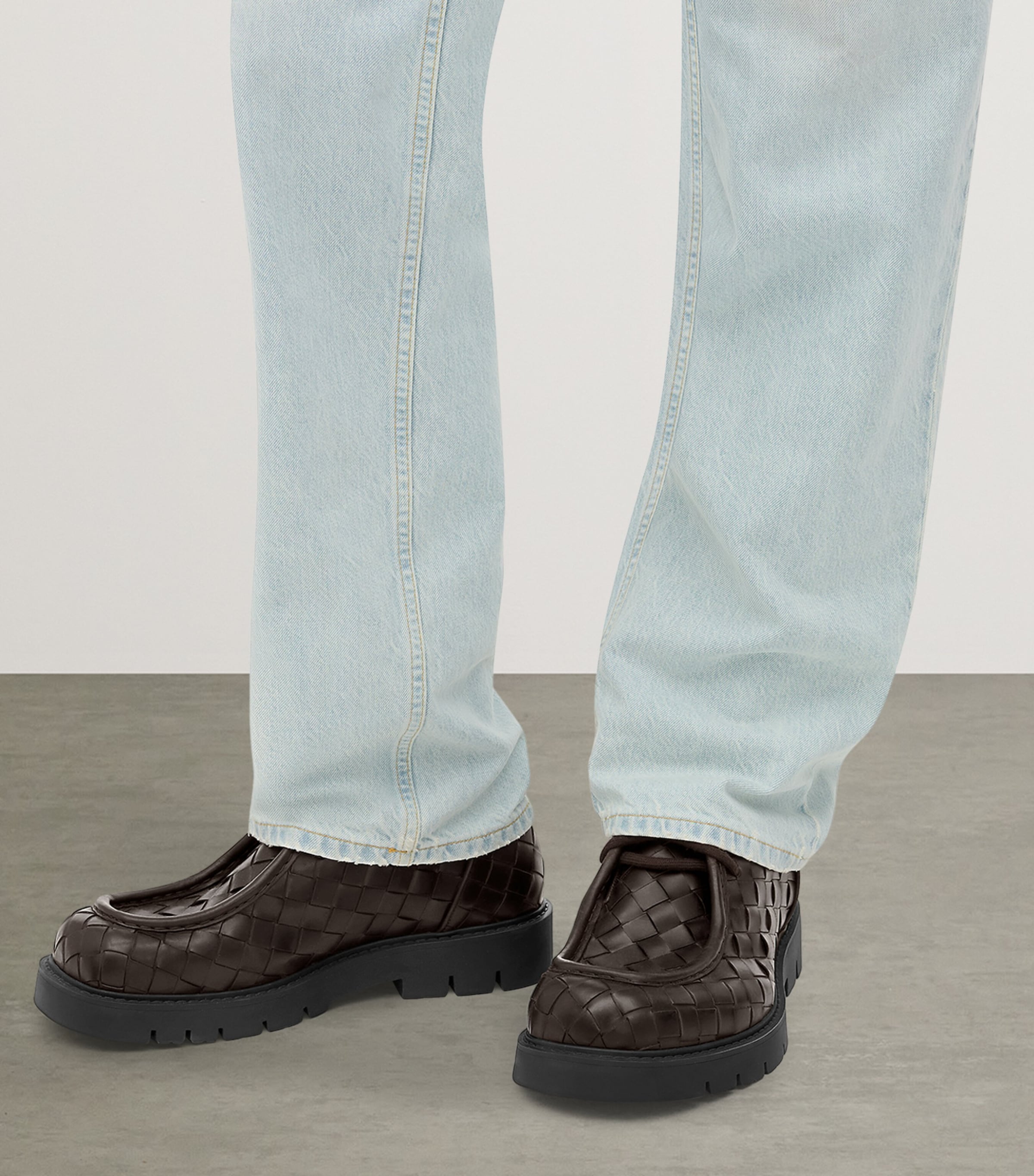 Bottega Veneta Leather Intrecciato Haddock Boat Shoes Image 2