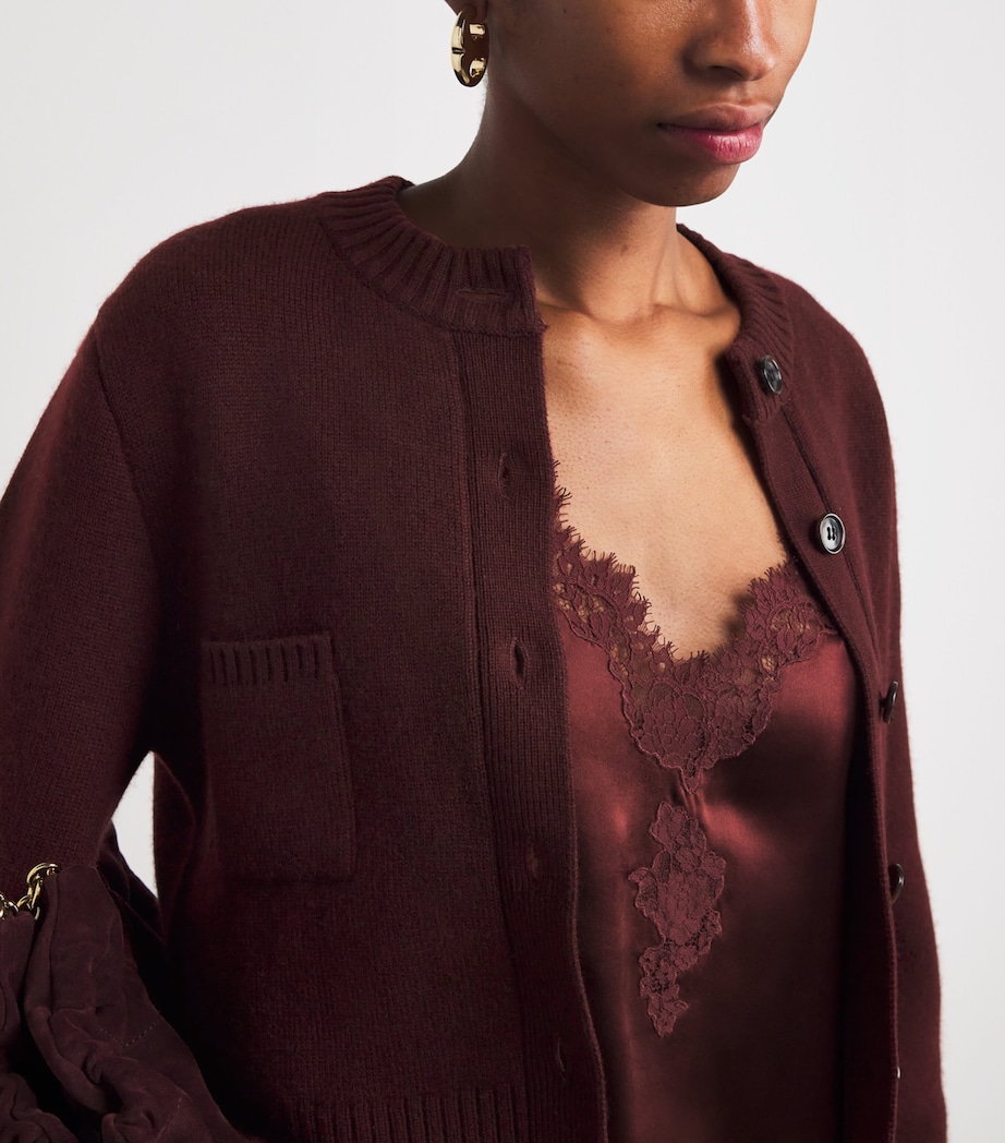 Wool-Cashmere Zozo Cardigan MAROON Image 6