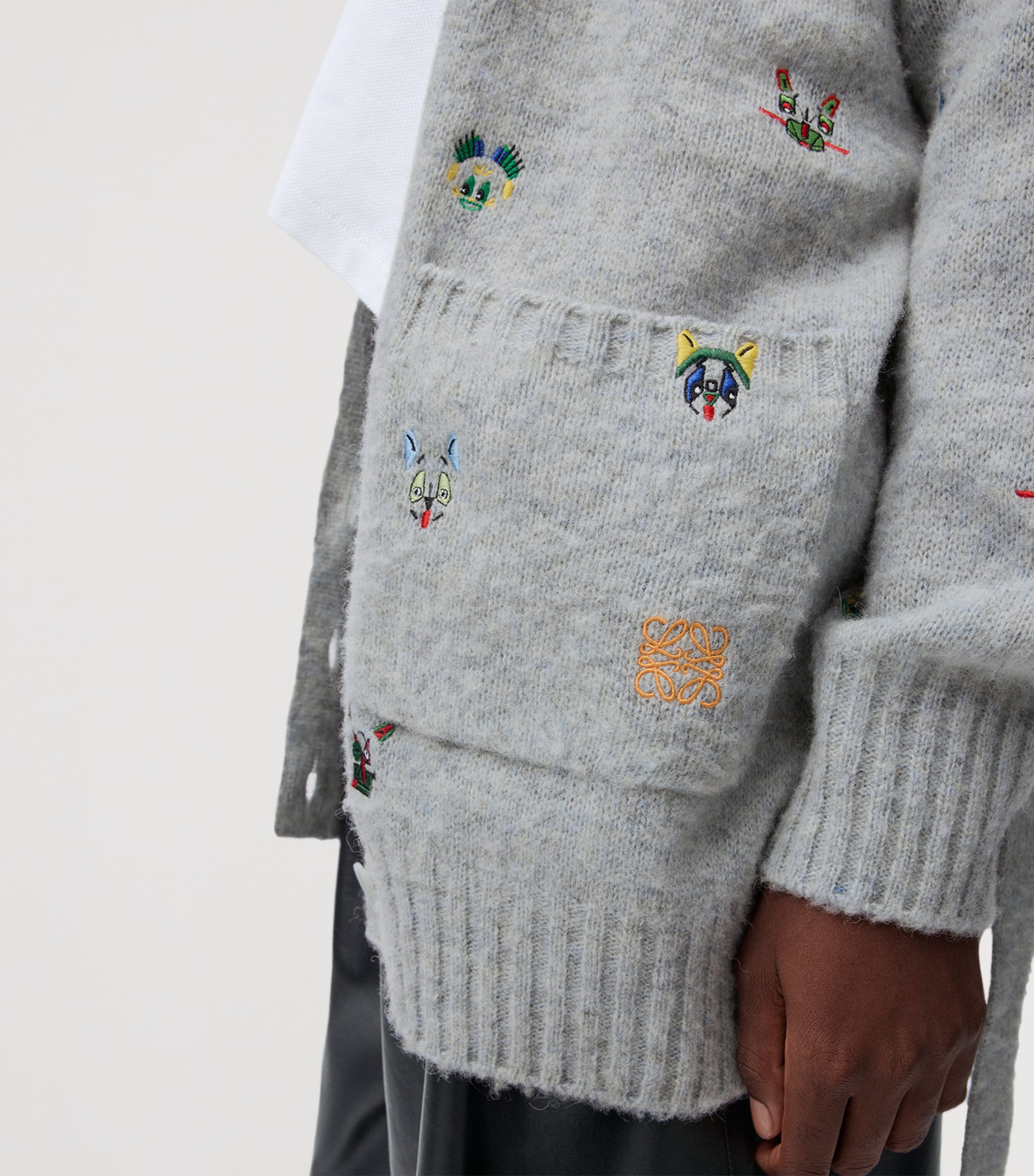 x Louis Wain Wool-Blend Belted Cardigan GREY/MULTICOLOR Image 5