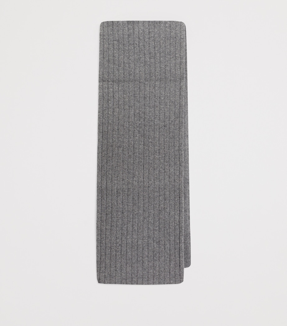 Cashmere Rib-Knit Scarf N5822-GREY Image 2