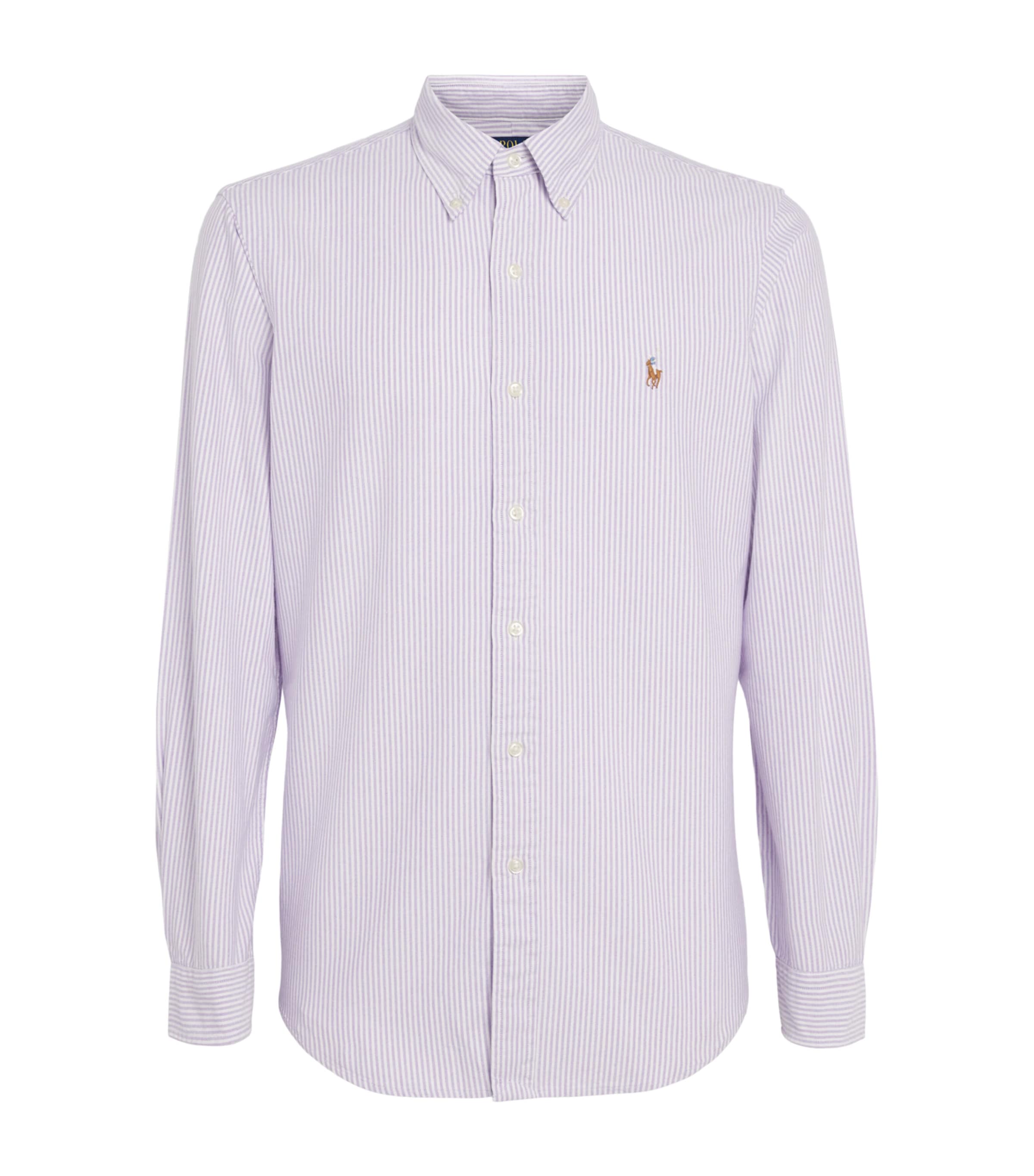 Cotton Striped Oxford Shirt PURPLE WHITE Image 1