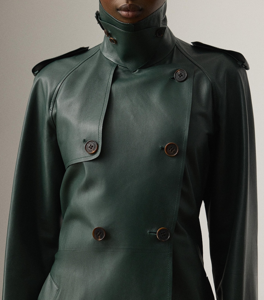 Leather Trench Coat DARK RACING GREEN Image 4