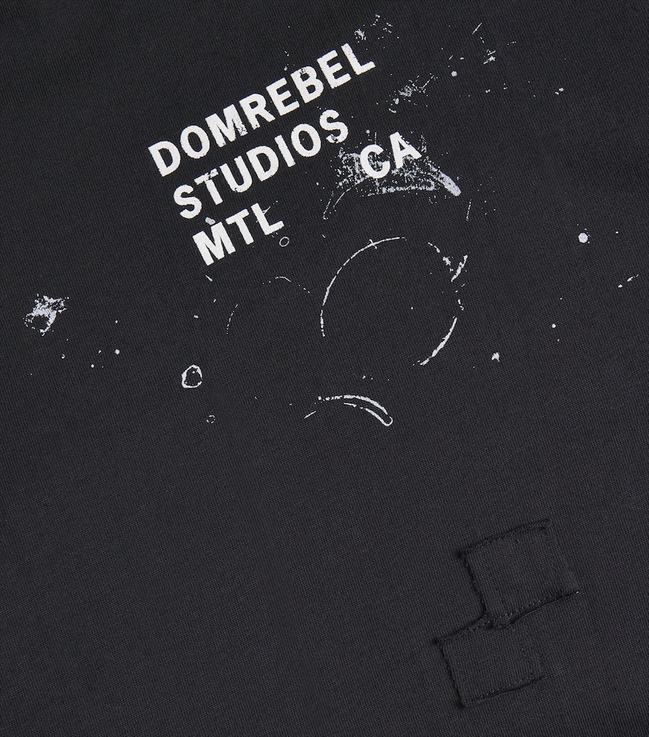 Cotton Paint-Splatter Staff T-Shirt OLD BLACK Image 5