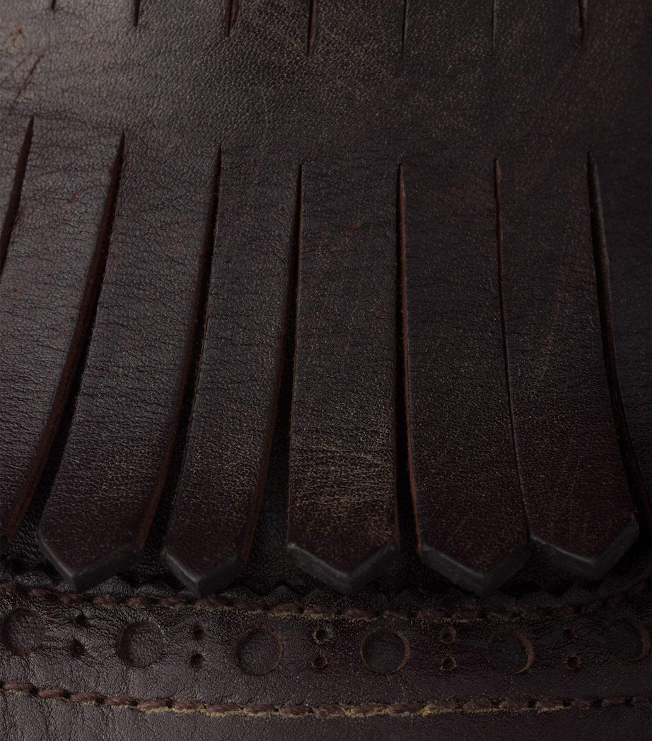 Leather Fringed Shuffle Loafers F0003 Image 7