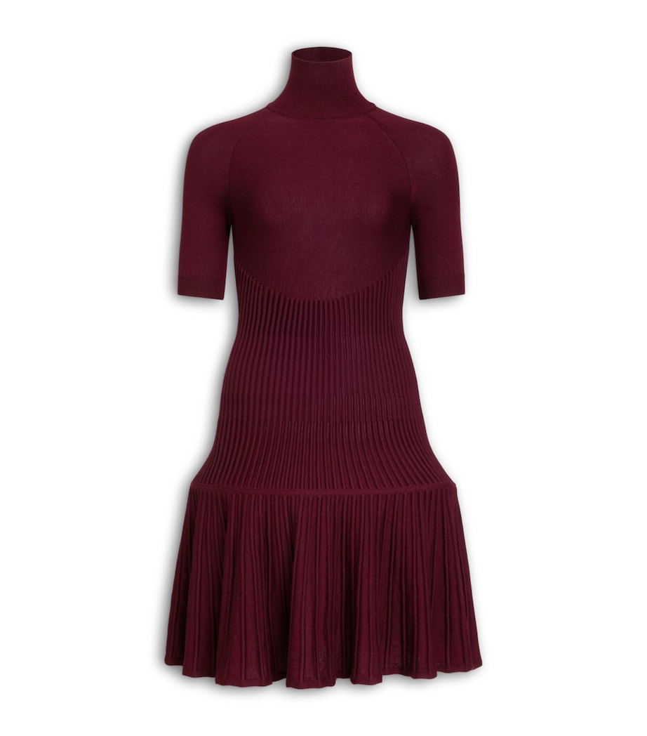 Alaïa Womens Wool-Blend Crinoline Mini Dress Burgundy Image 1