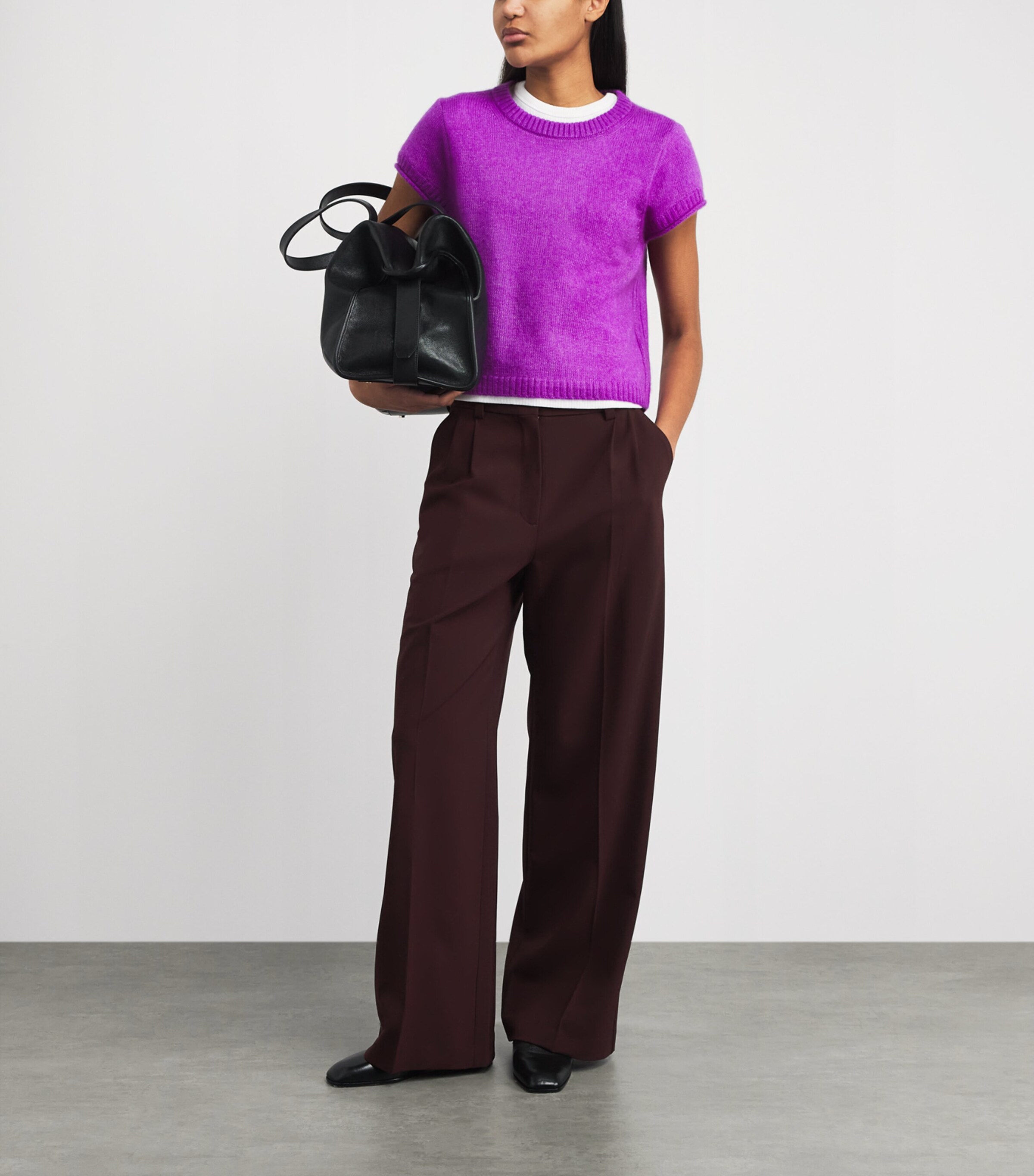 ME+EM Womens Merino Wool-Cashmere-Silk T-Shirt Violet Purple Image 2