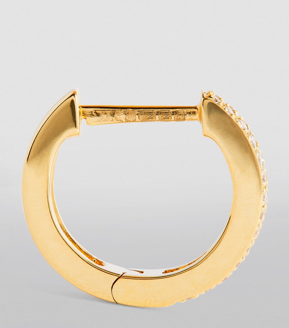 Yellow Gold and Diamond Huggie Earrings YELLOW GOLD Image 3