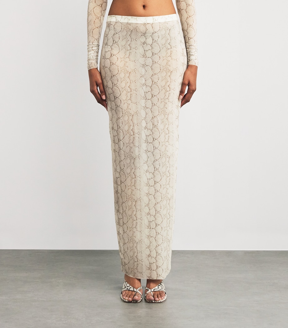 Milky Sheer Maxi Skirt STONE PASTEL SNAKE P Image 3