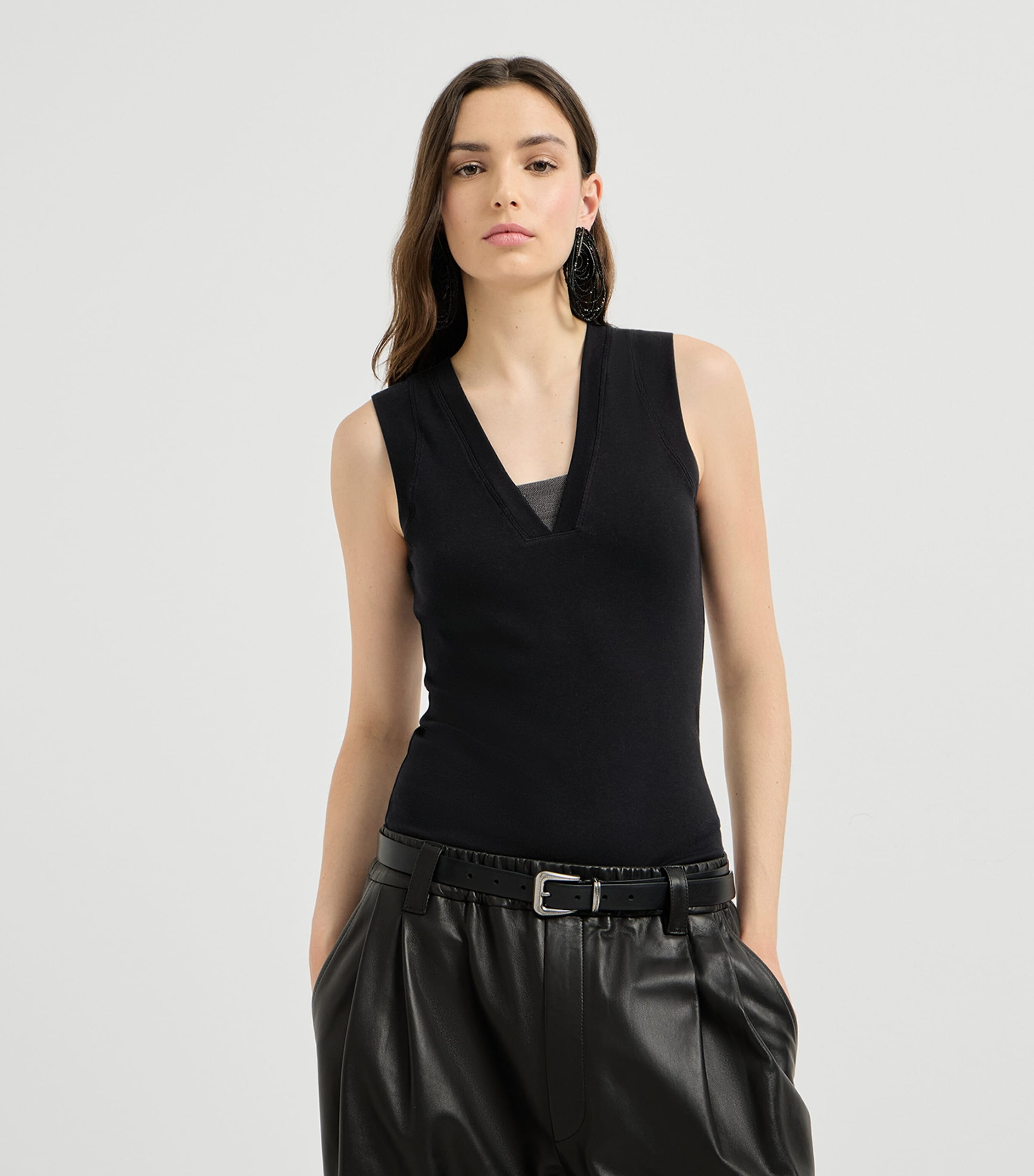 Brunello Cucinelli Womens Stretch-Cotton Monili Tank Top Image 4