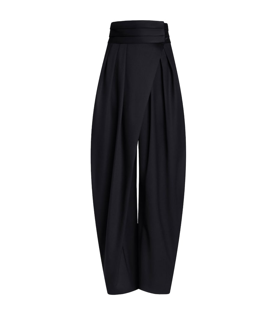 Virgin Wool-Silk Tuxedo Round Trousers NOIR ALAIA Image 1