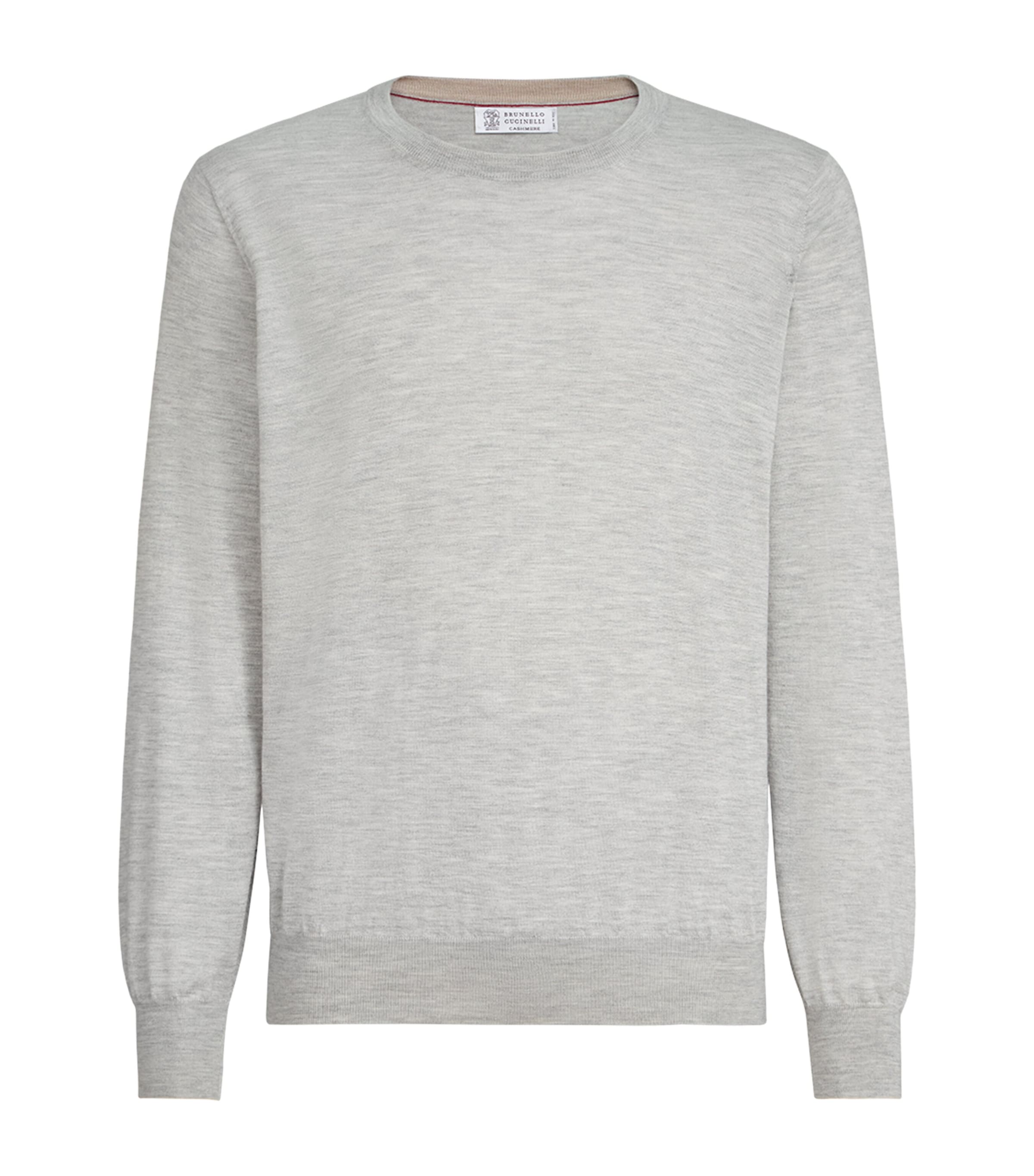 Brunello Cucinelli Mens Cashmere-Silk Crew-Neck Sweater Image 1
