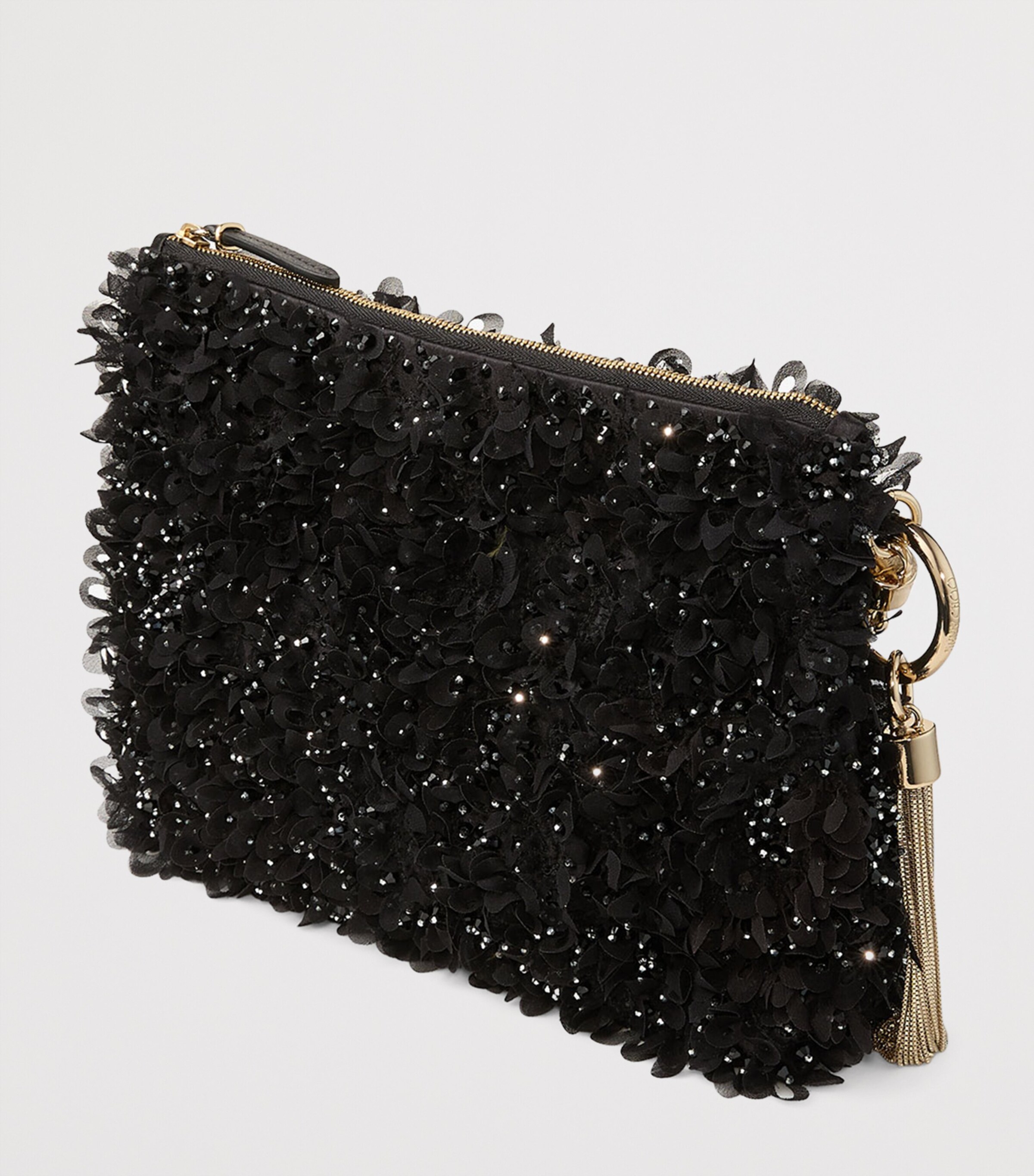 Callie Crystal-Embellished Satin Clutch Bag BLACK/LIGHT GOLD Image 3