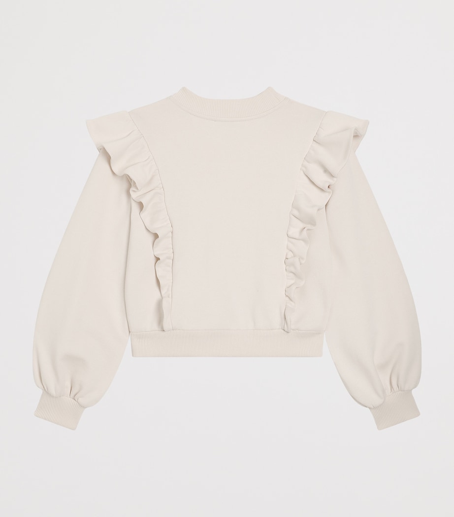 Dolce&Gabbana Kids Virgin Wool-Blend Frilled Logo Oversized Sweatshirt (8-12+ Years) Pale Rose Image 2