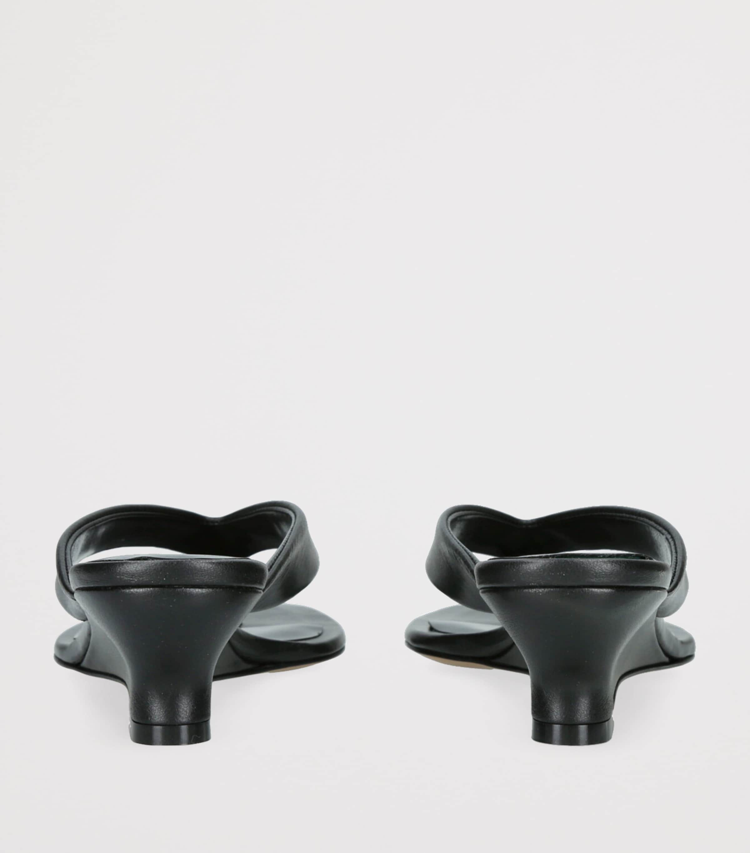 Leather Micro Wedge Sandals 40 BLACK Image 3