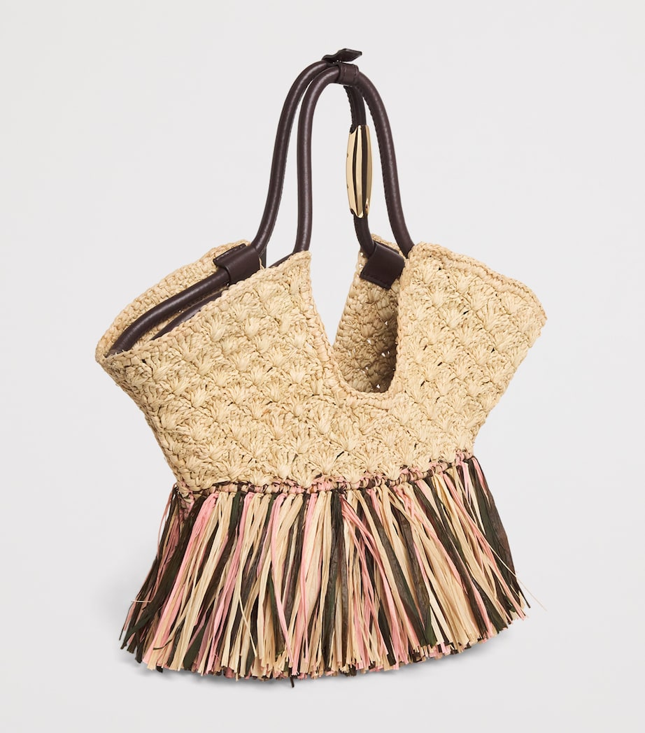 Raffia Fringed Goldentime Tote Bag NATURALNAT Image 3