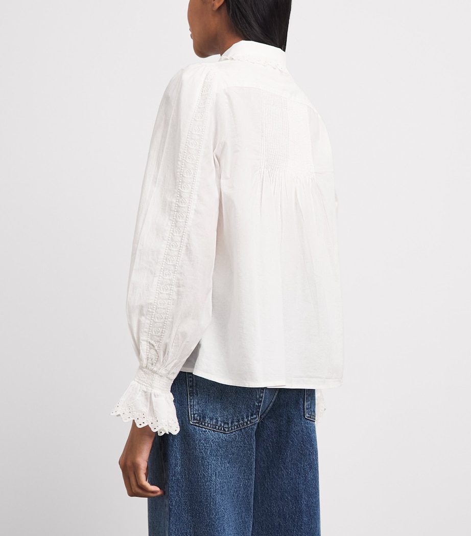 ME+EM Womens Cotton Voile Embroidered Blouse Soft White Image 5